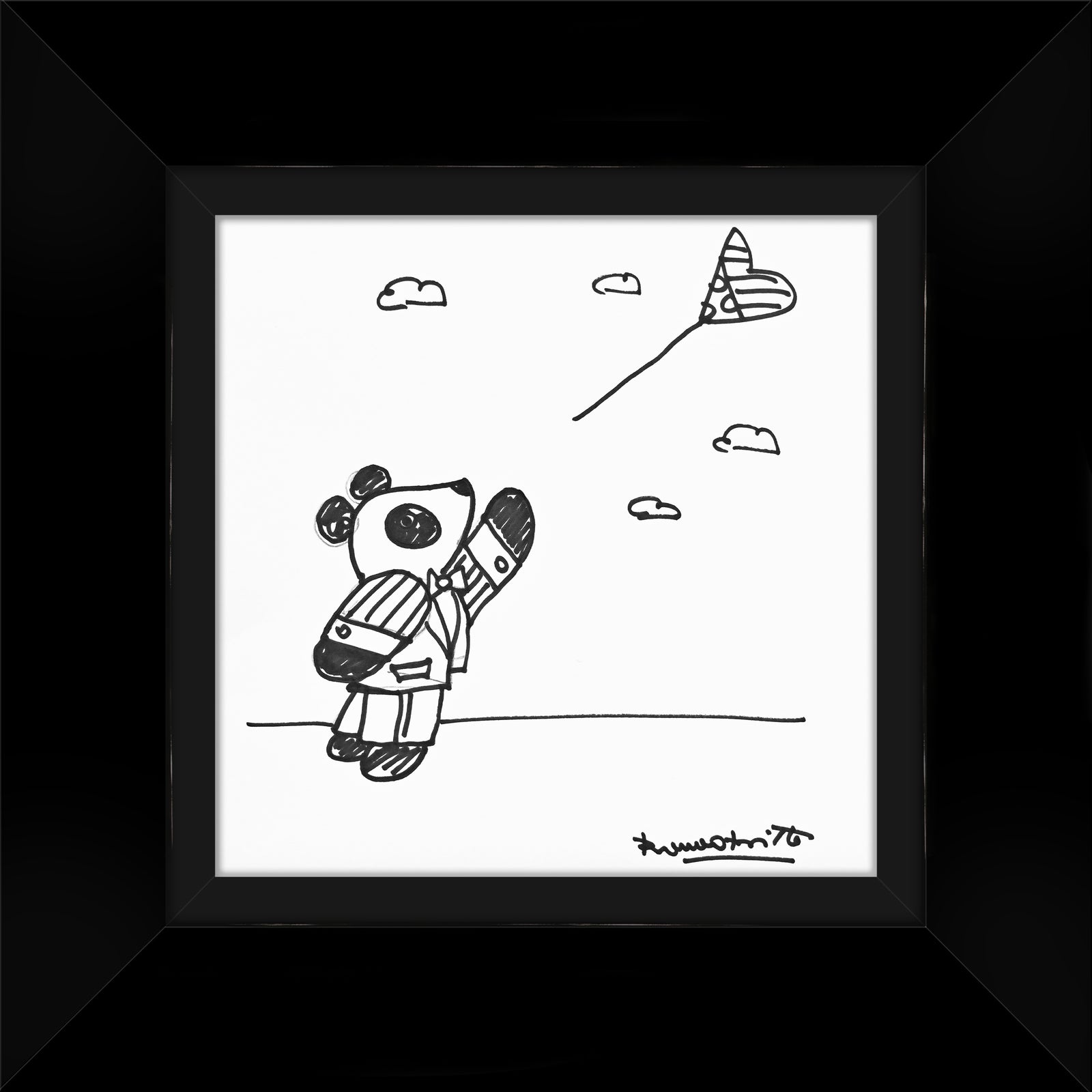 modern pop art panda original drawing  vibrant home decor