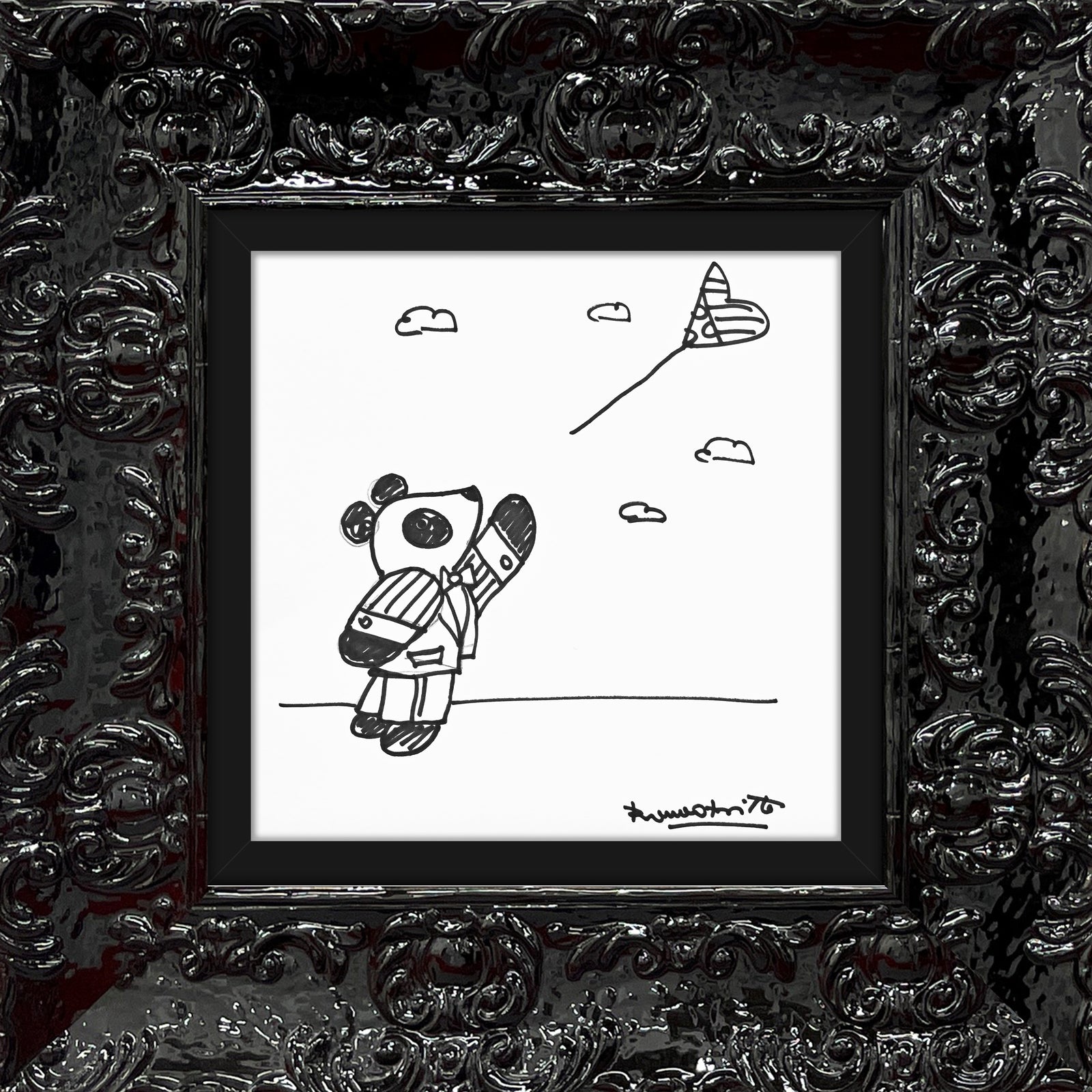 Romero Britto panda original drawing  colorful pop art design
