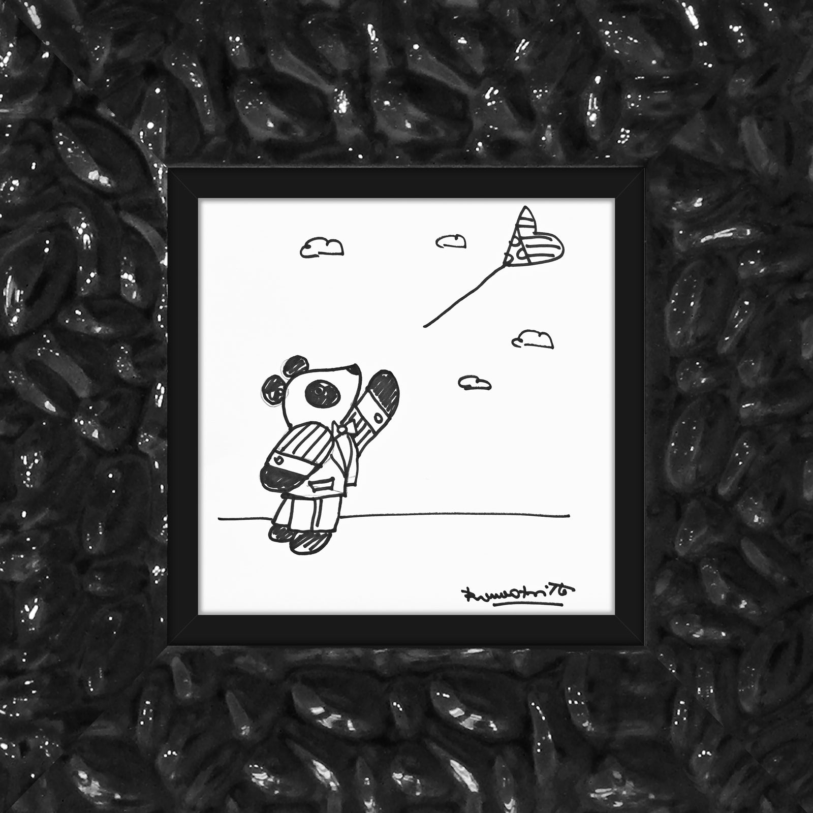Romero Britto panda original drawing  colorful pop art design