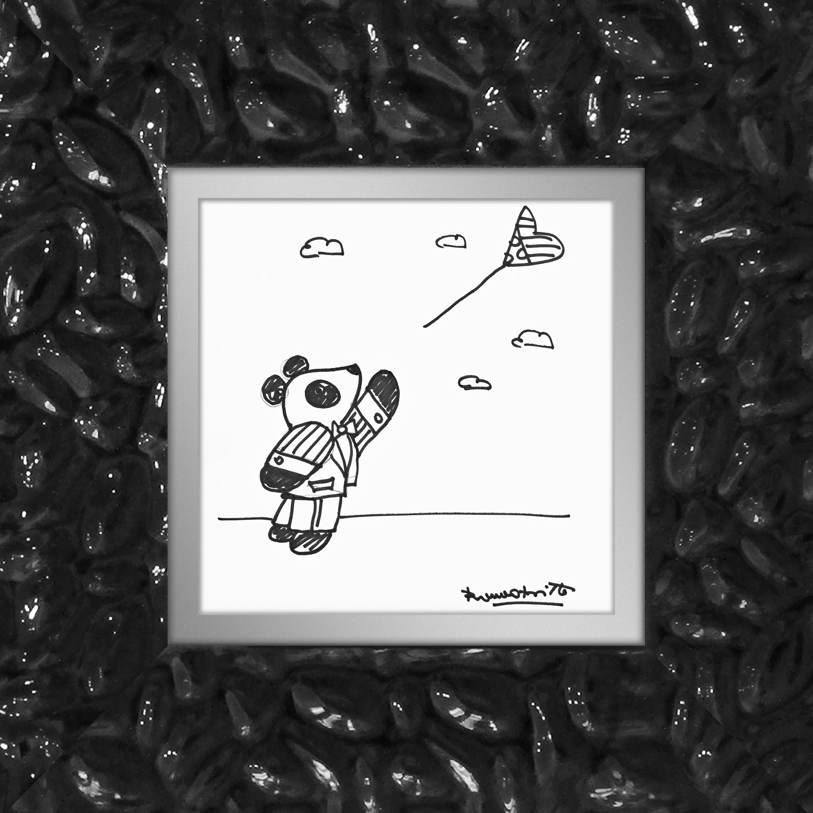 panda original drawing  colorful decorative collectible gift idea