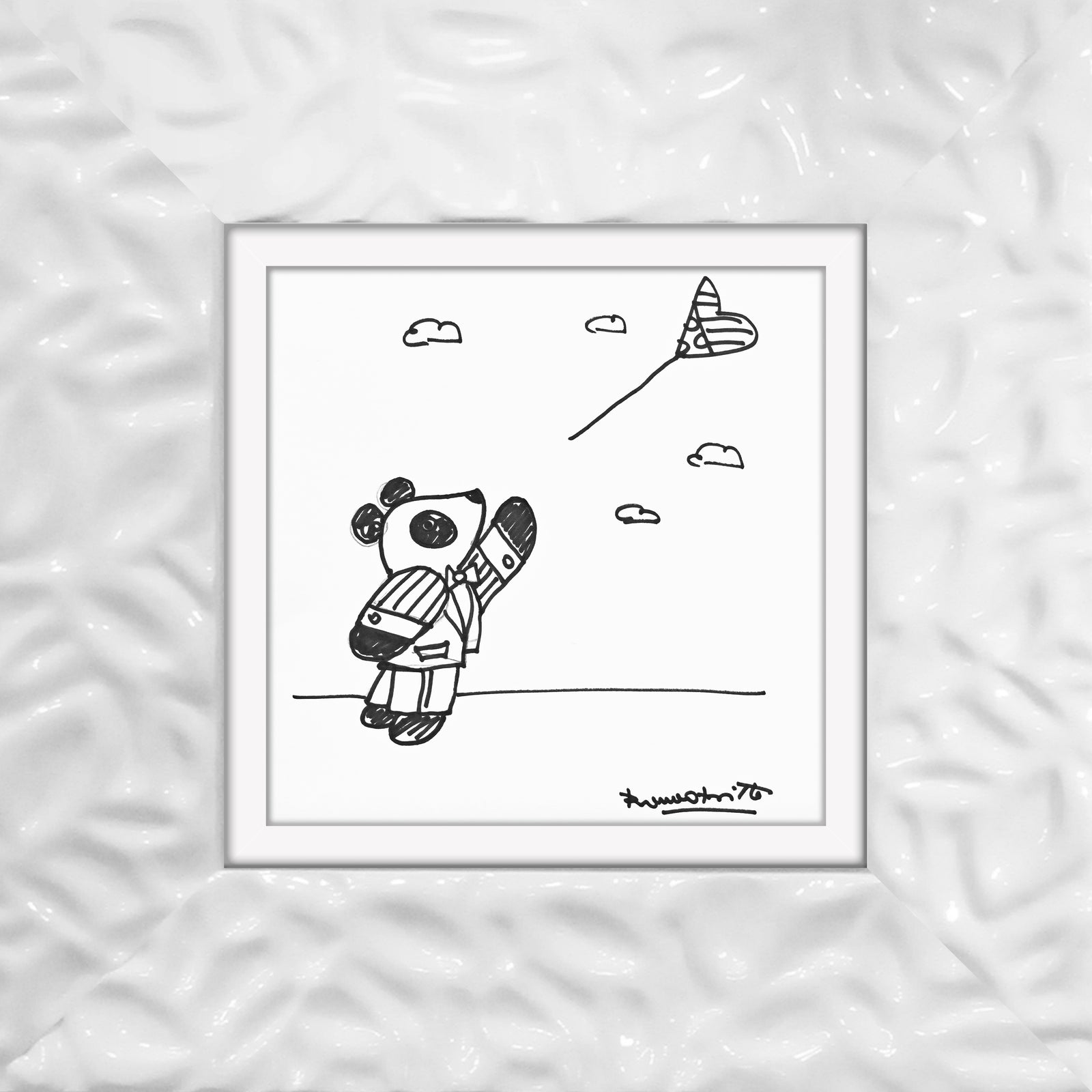 Romero Britto panda original drawing  colorful pop art design