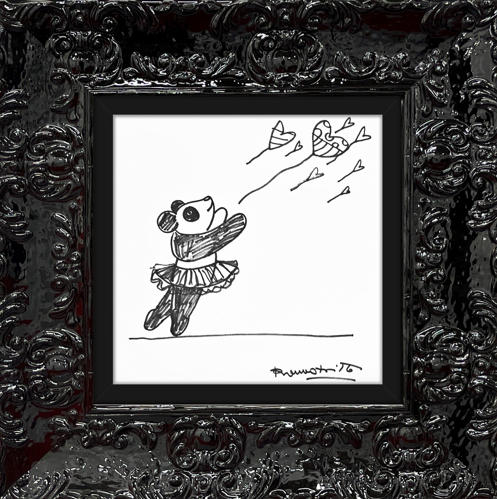 Romero Britto panda original drawing  colorful pop art design