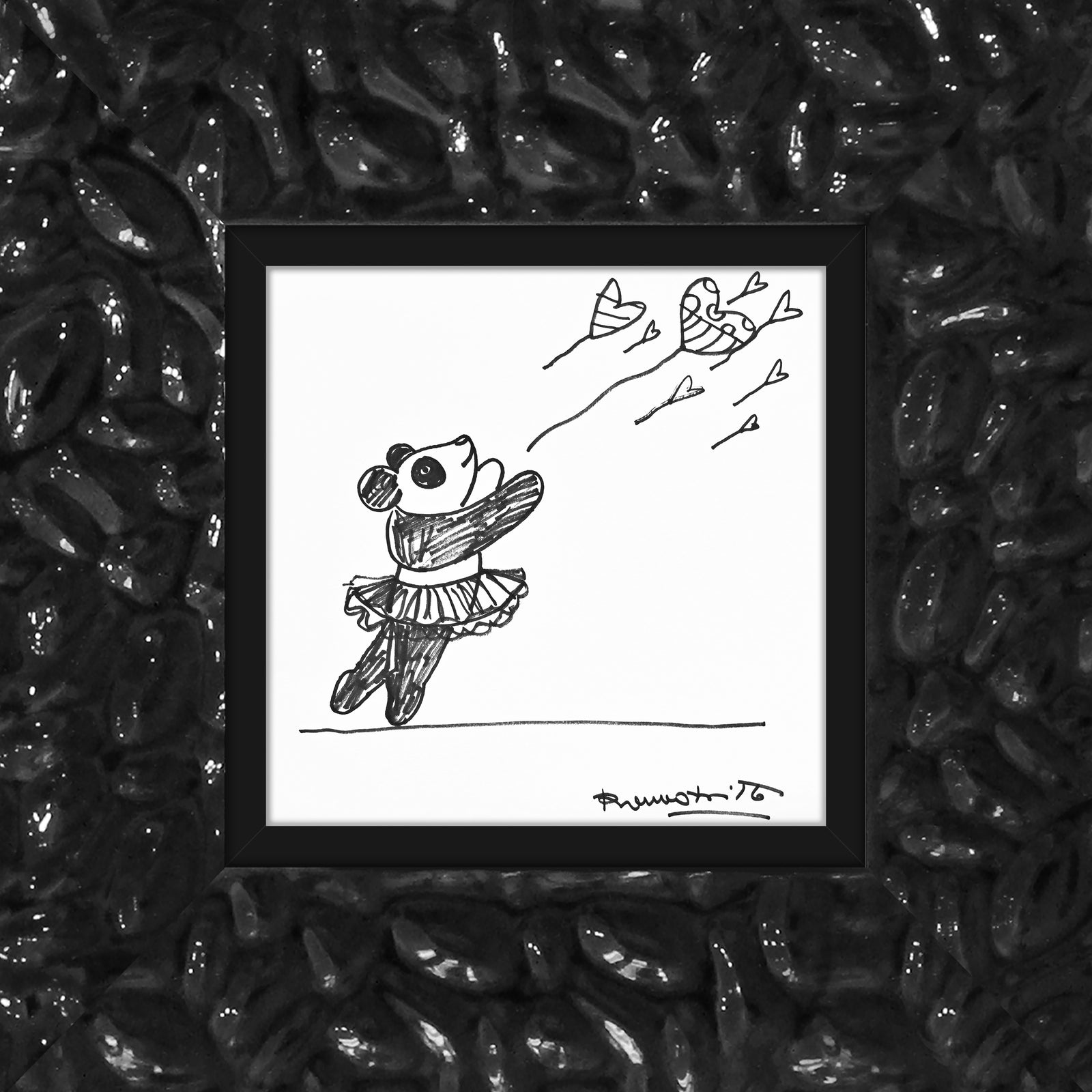 Romero Britto panda original drawing  colorful pop art design