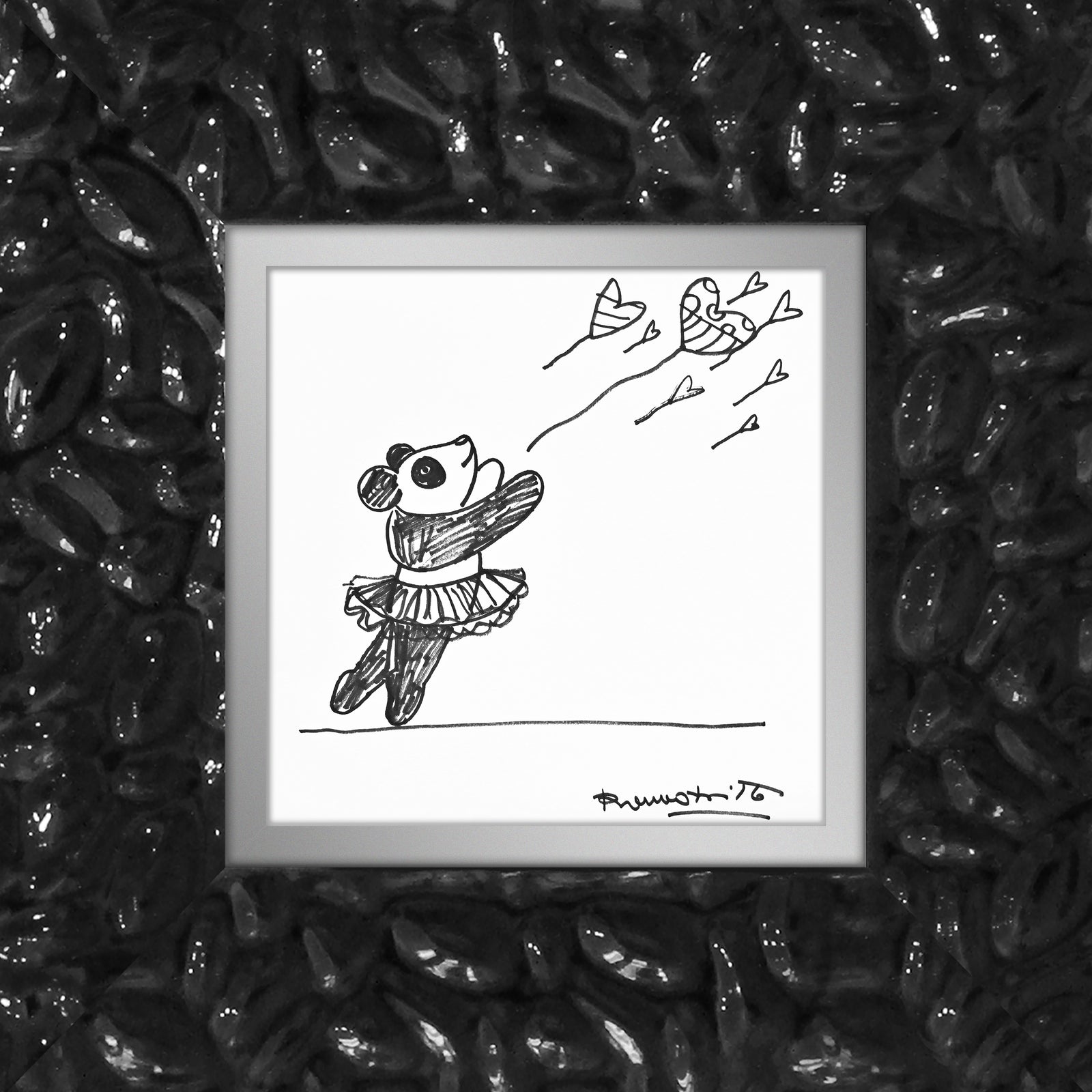 panda original drawing  colorful decorative collectible gift idea