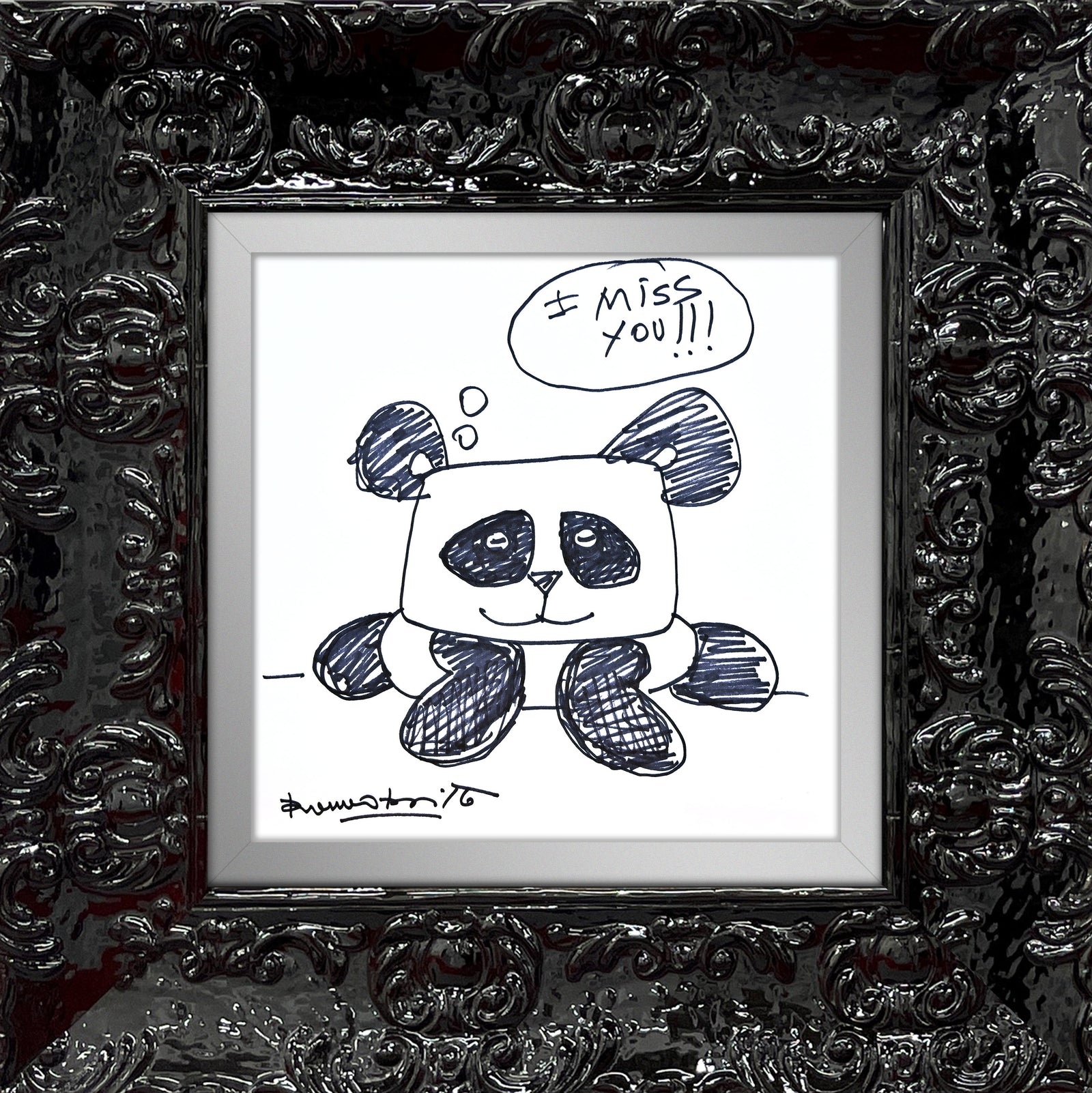 Romero Britto panda bear original drawing  colorful pop art design