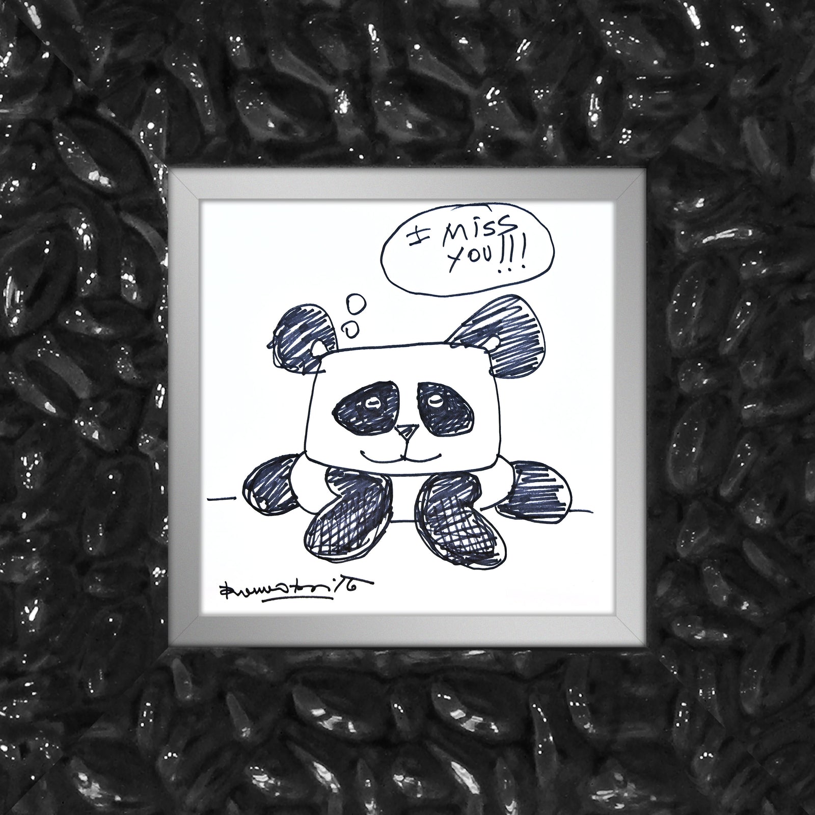 panda bear original drawing  artistic colorful design collectible