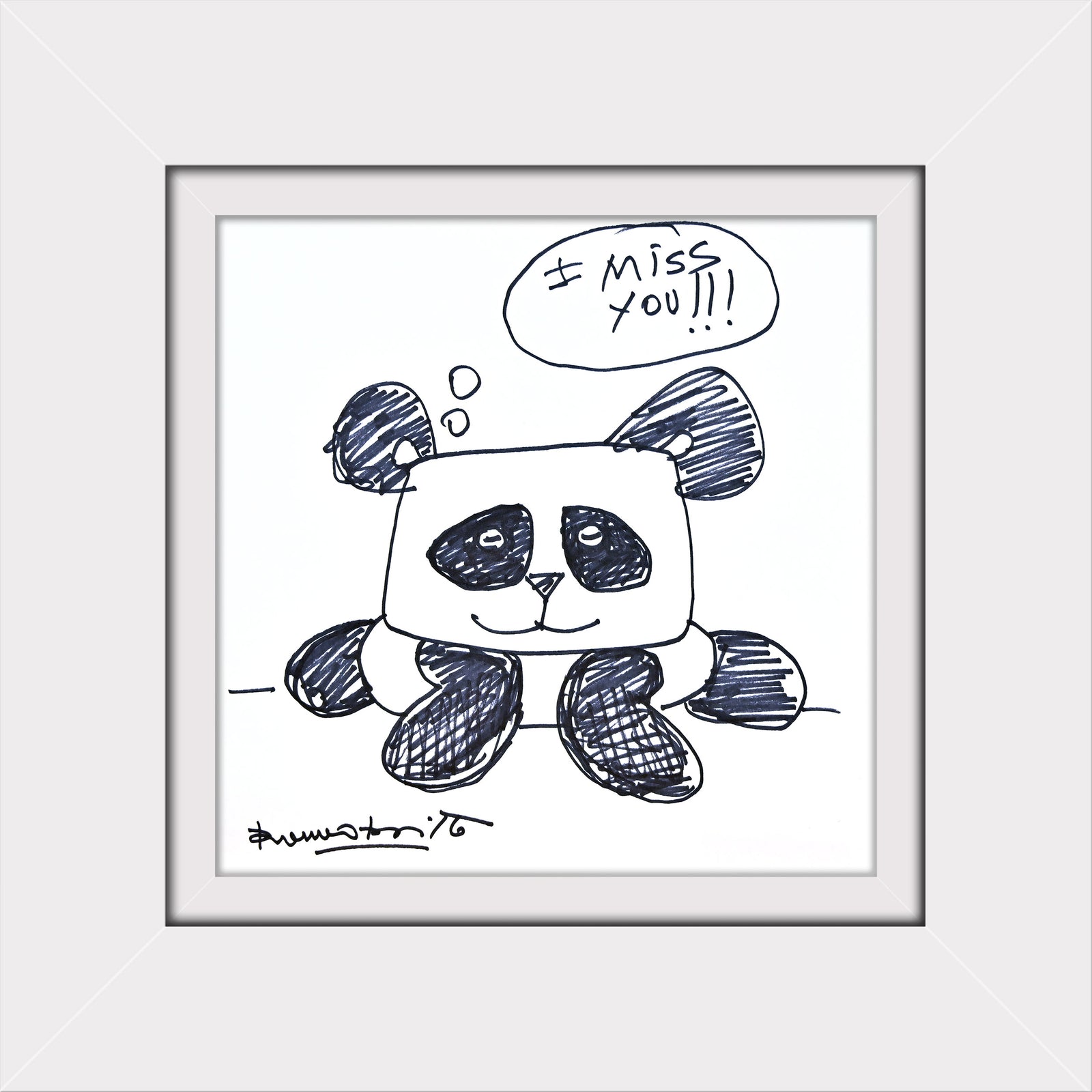 panda bear original drawing  artistic colorful design collectible