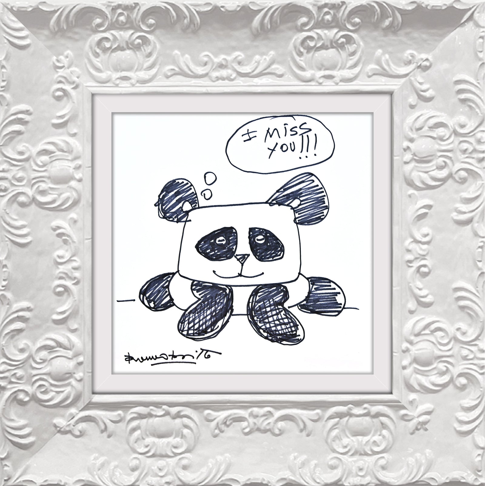 Romero Britto panda bear original drawing  colorful pop art design