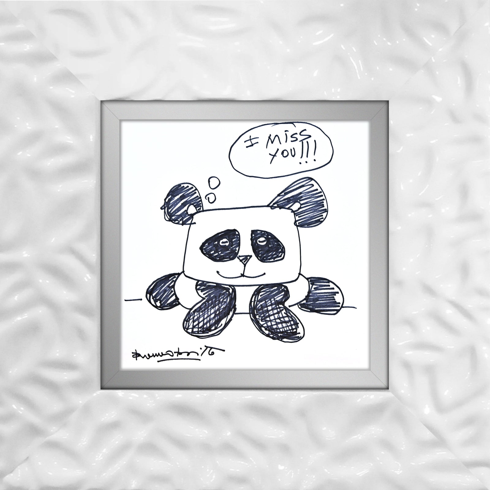 panda bear original drawing  colorful decorative collectible gift idea