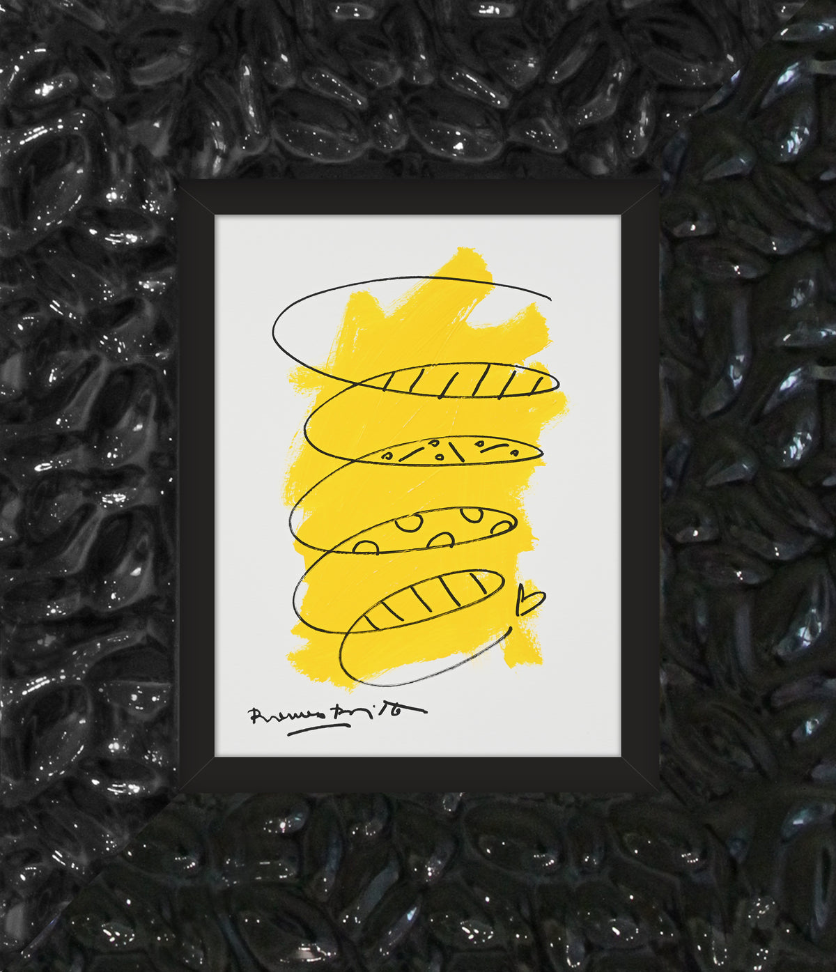 Romero Britto two color collection original drawing  contemporary pop art piece
