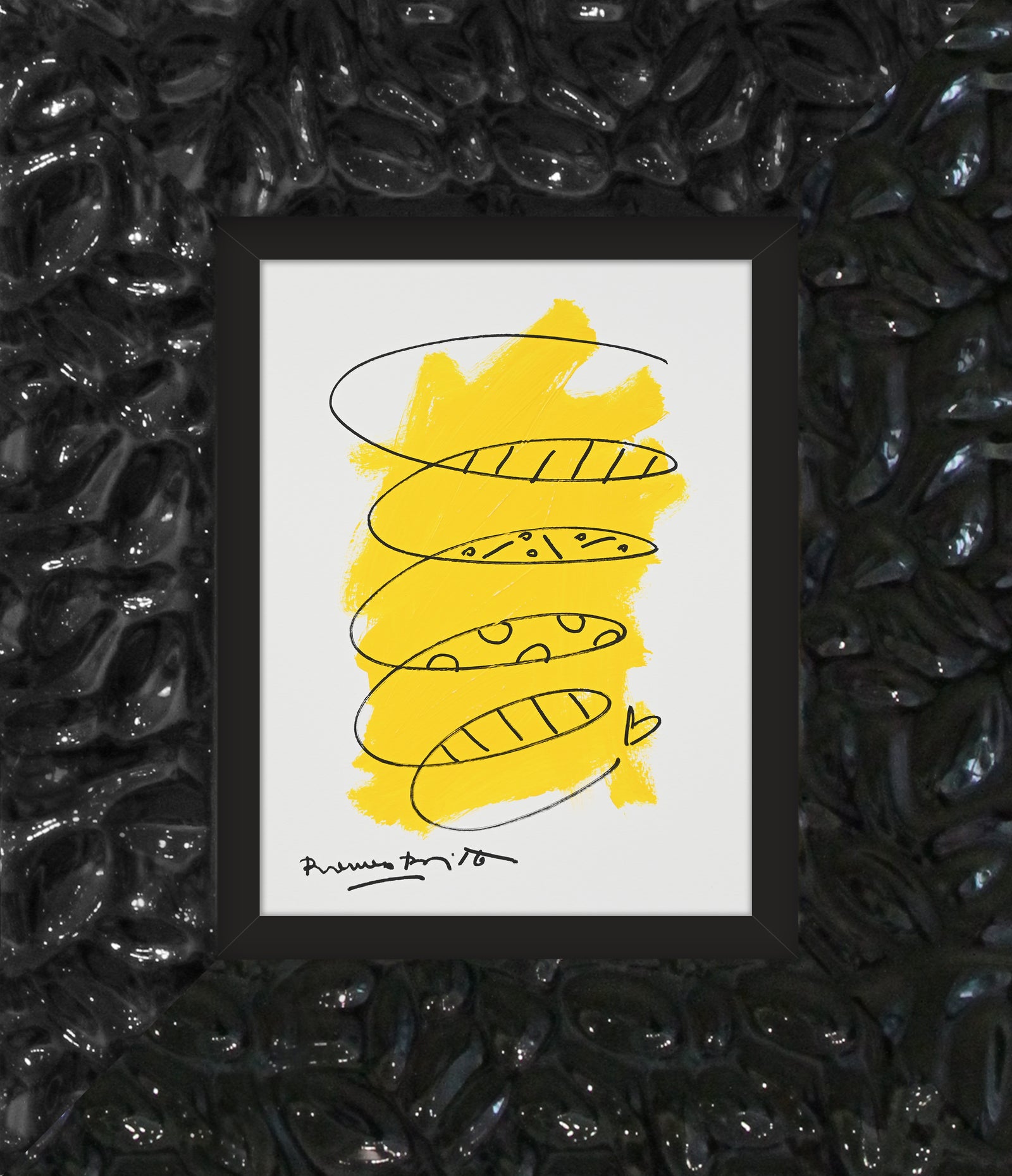 Romero Britto two color collection original drawing  contemporary pop art piece