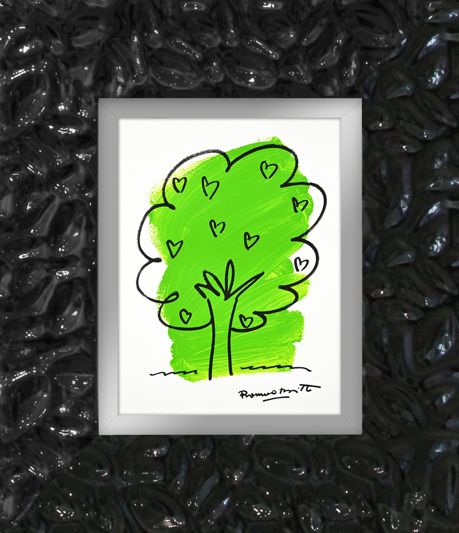 Romero Britto two color collection original drawing  contemporary pop art piece