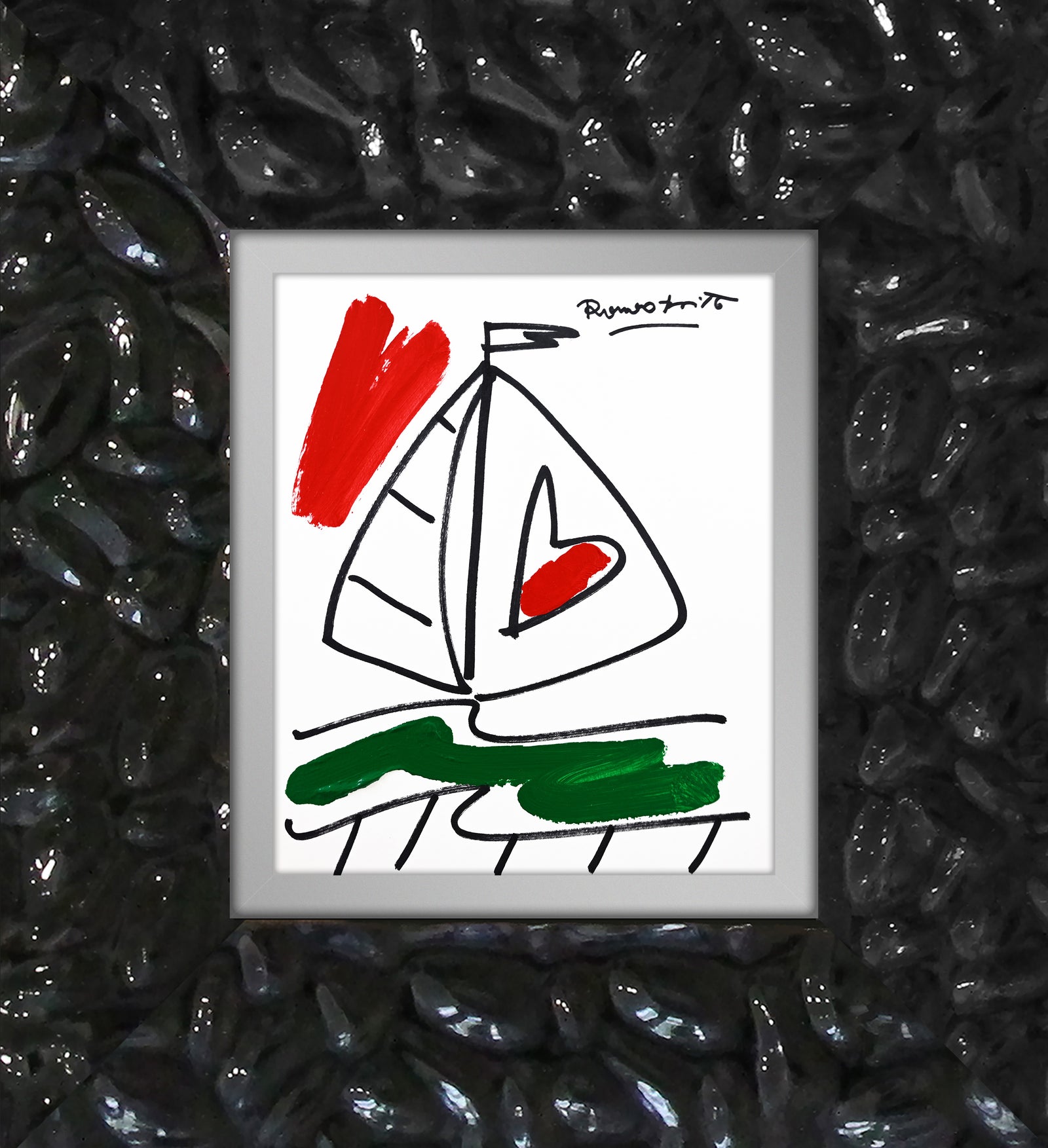 Romero Britto italia collection original drawing  contemporary pop art piece