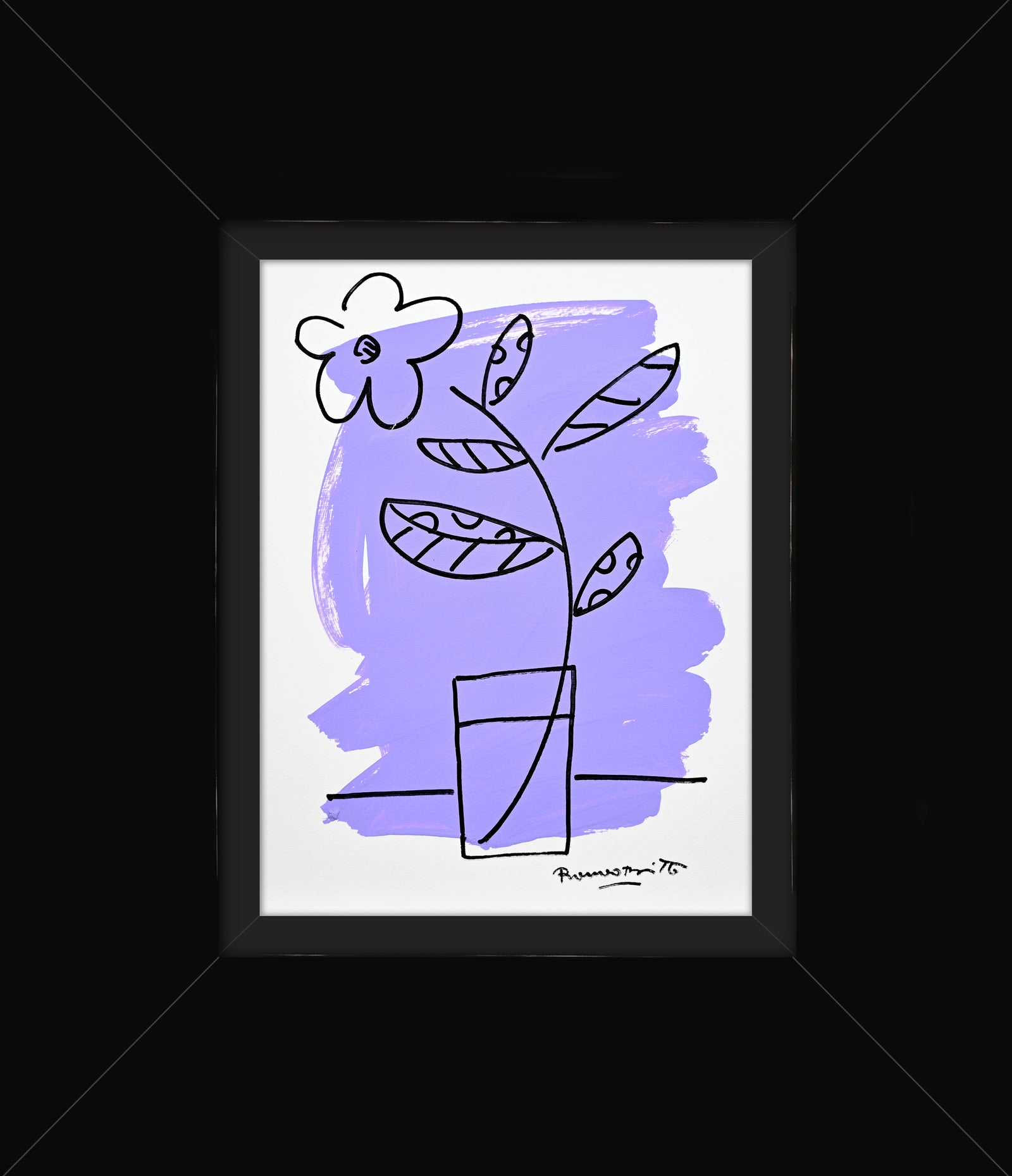 Romero Britto two color collection original drawing  contemporary pop art piece