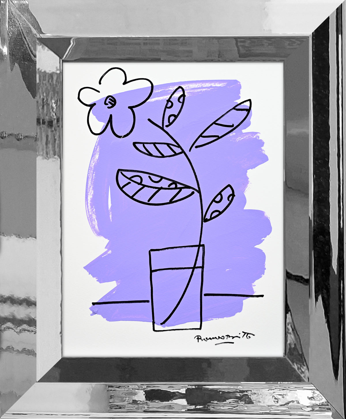Romero Britto two color collection original drawing  contemporary pop art piece