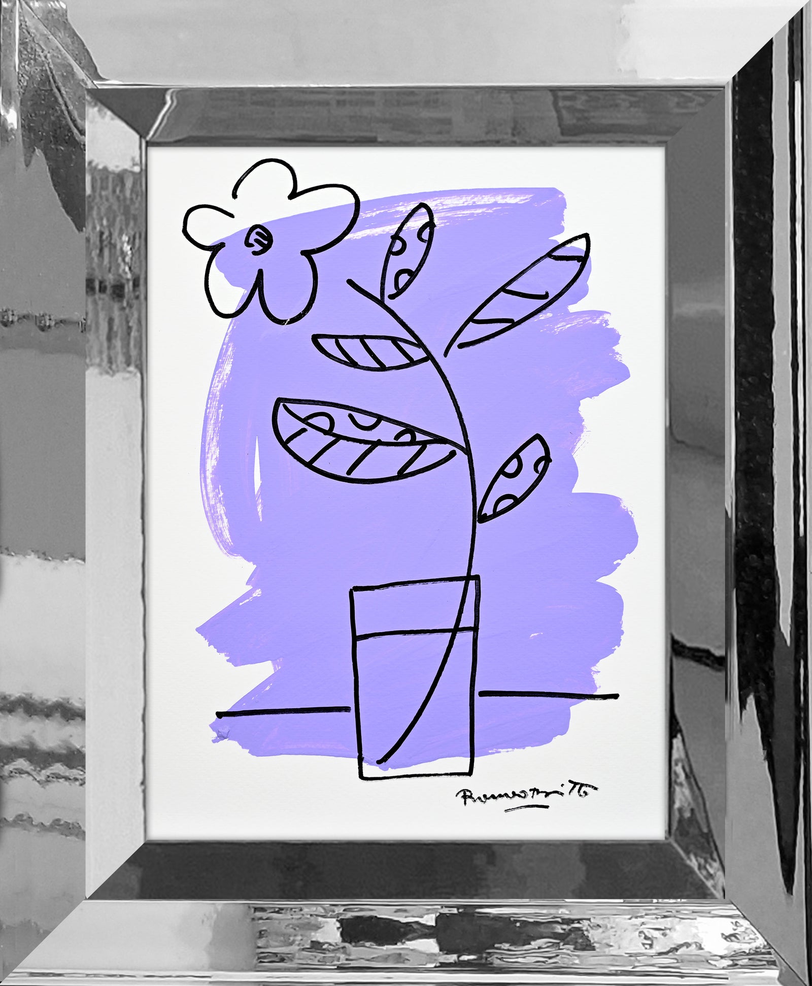 Romero Britto two color collection original drawing  contemporary pop art piece