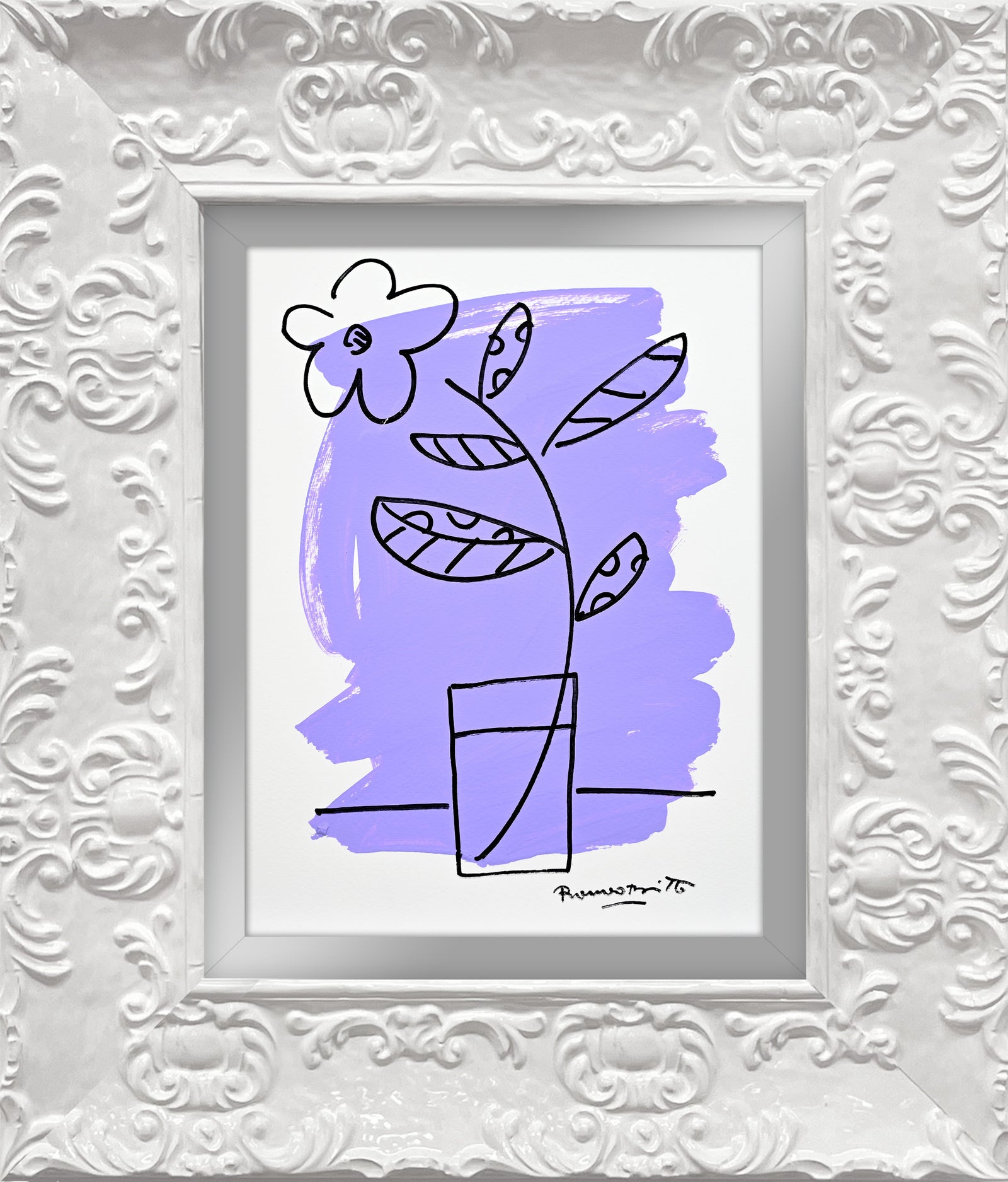 Romero Britto two color collection original drawing  contemporary pop art piece