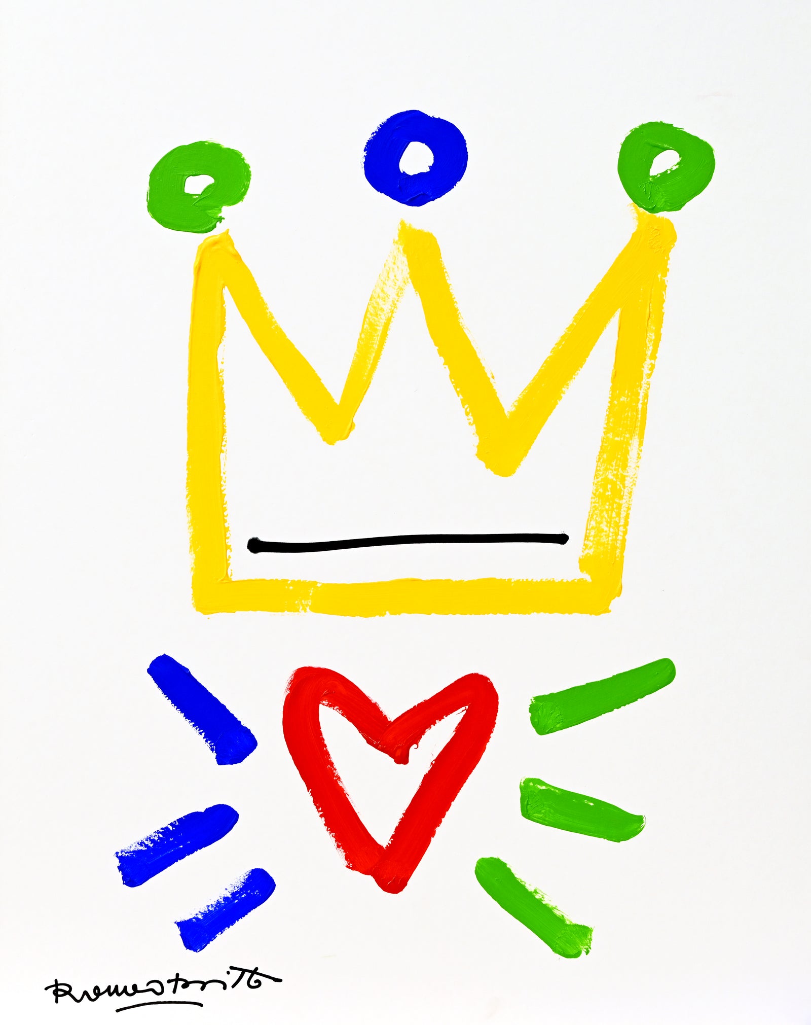 Romero Britto the crown original drawing  colorful pop art design