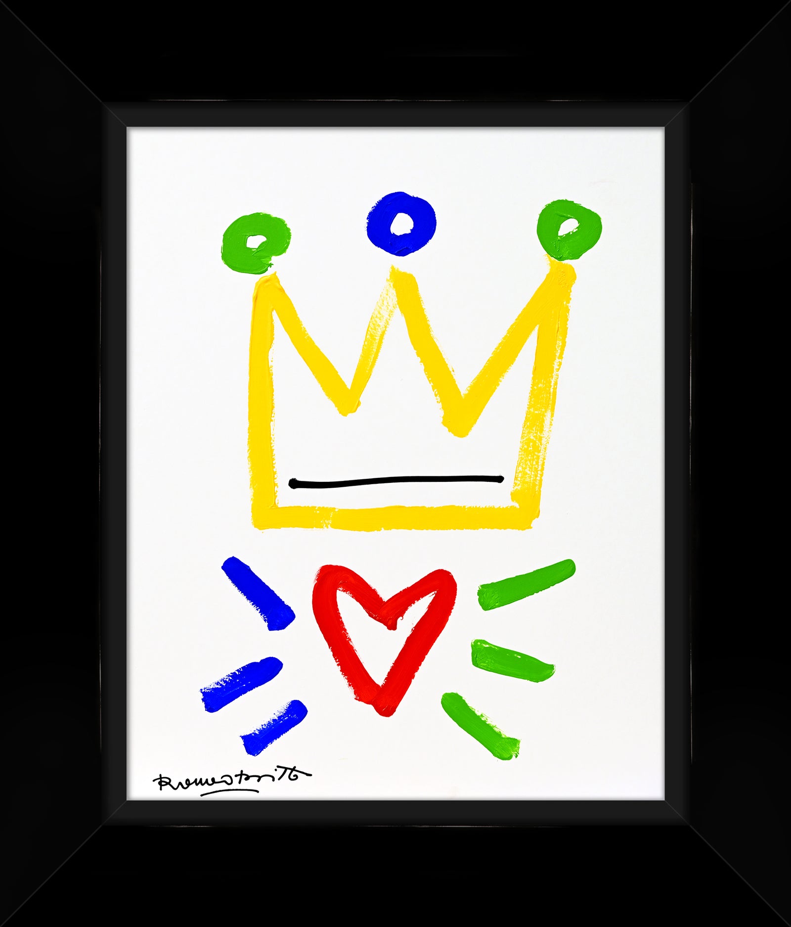 Romero Britto the crown original drawing  colorful pop art design