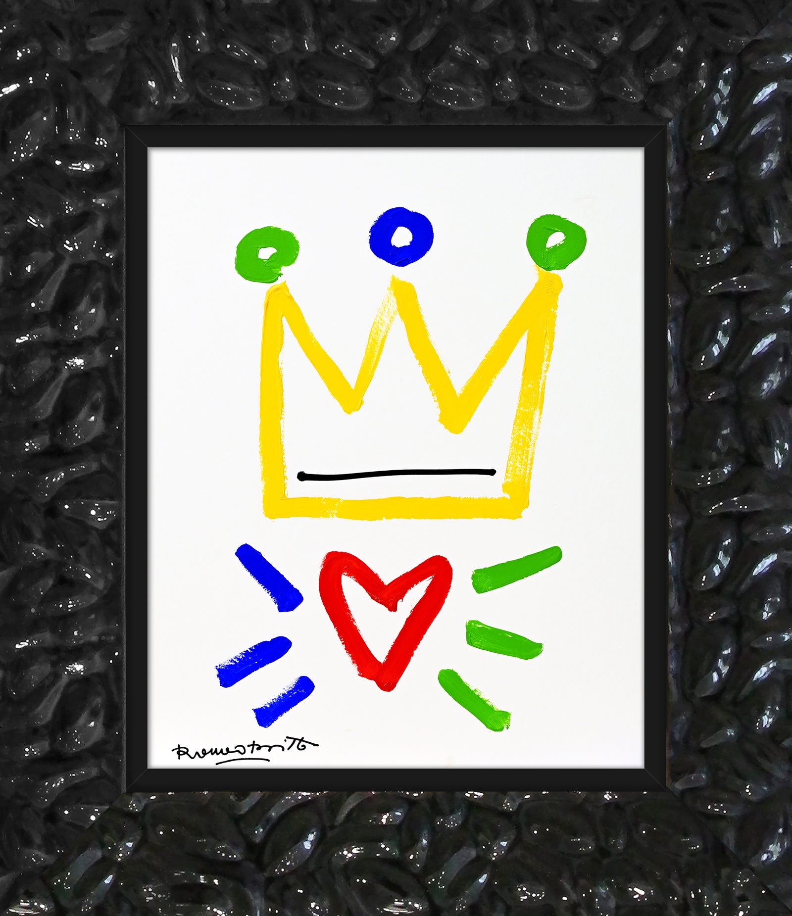 Romero Britto the crown original drawing  colorful pop art design