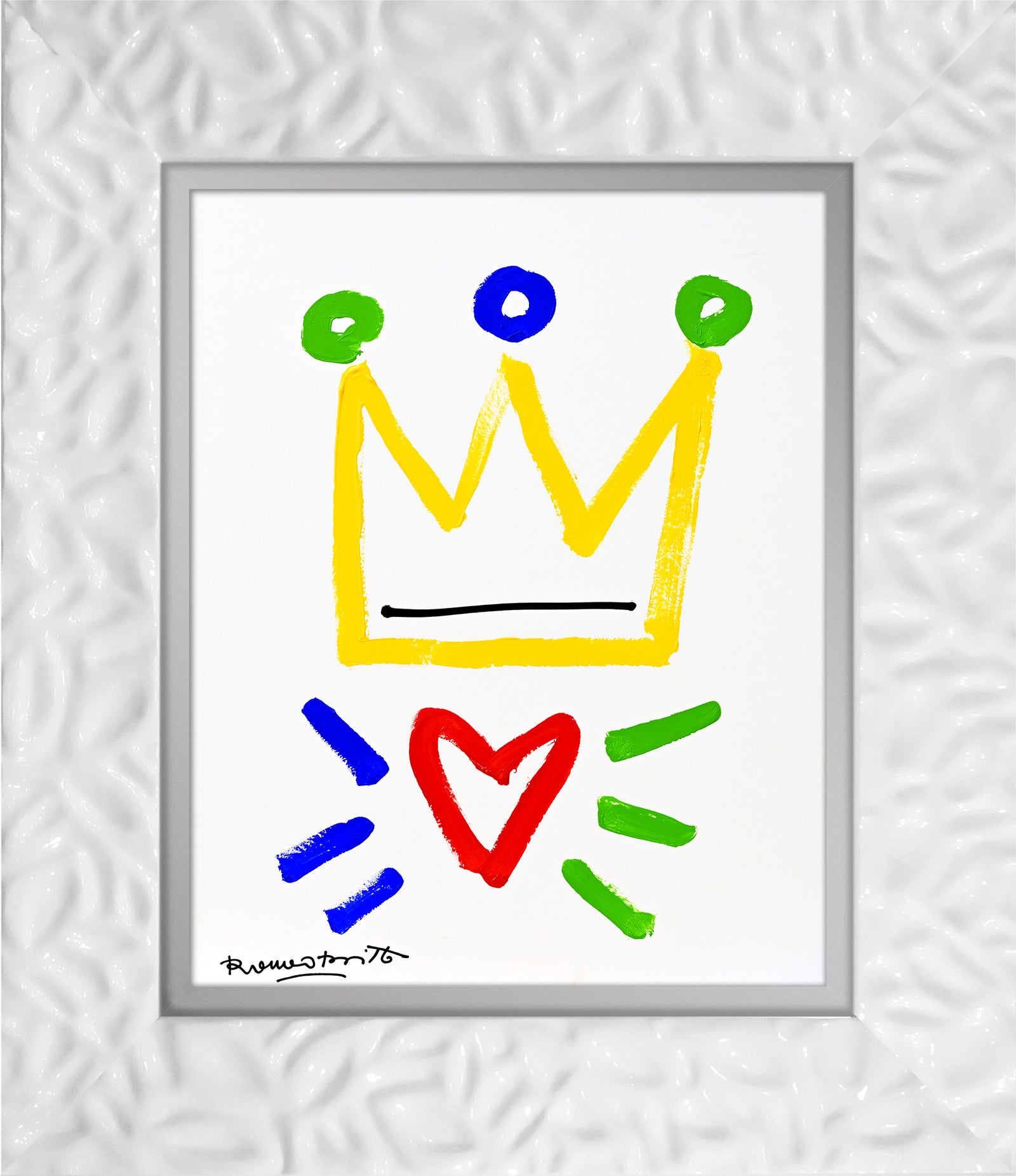 Romero Britto the crown original drawing  colorful pop art design
