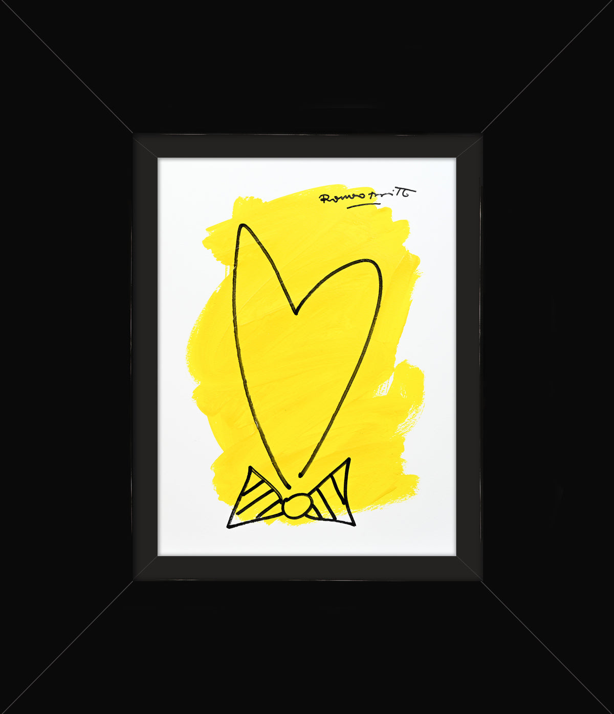 Romero Britto two color collection original drawing  contemporary pop art piece