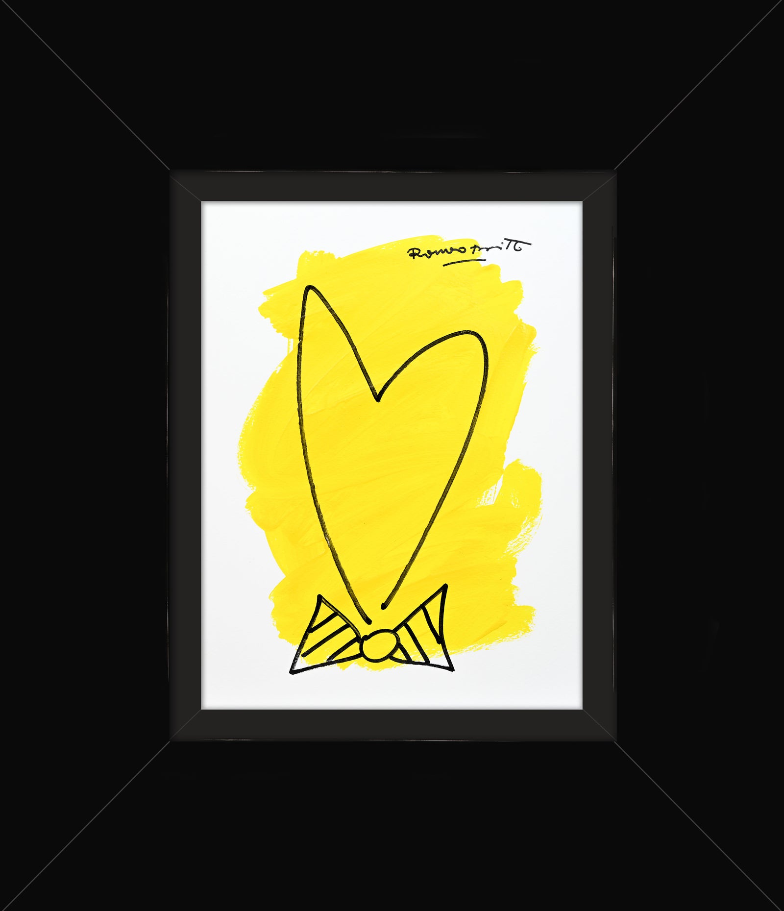 Romero Britto two color collection original drawing  contemporary pop art piece