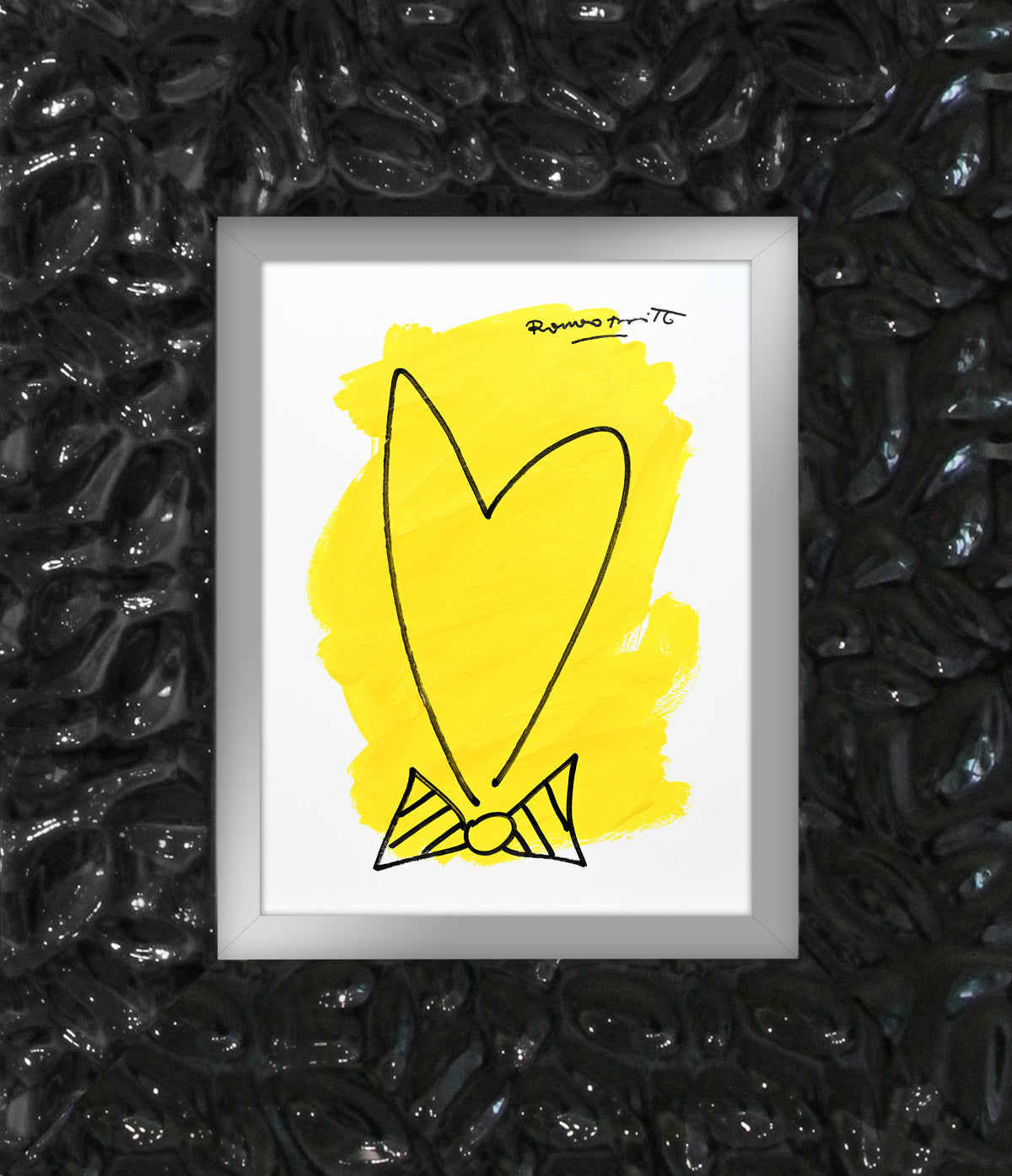 Romero Britto two color collection original drawing  contemporary pop art piece