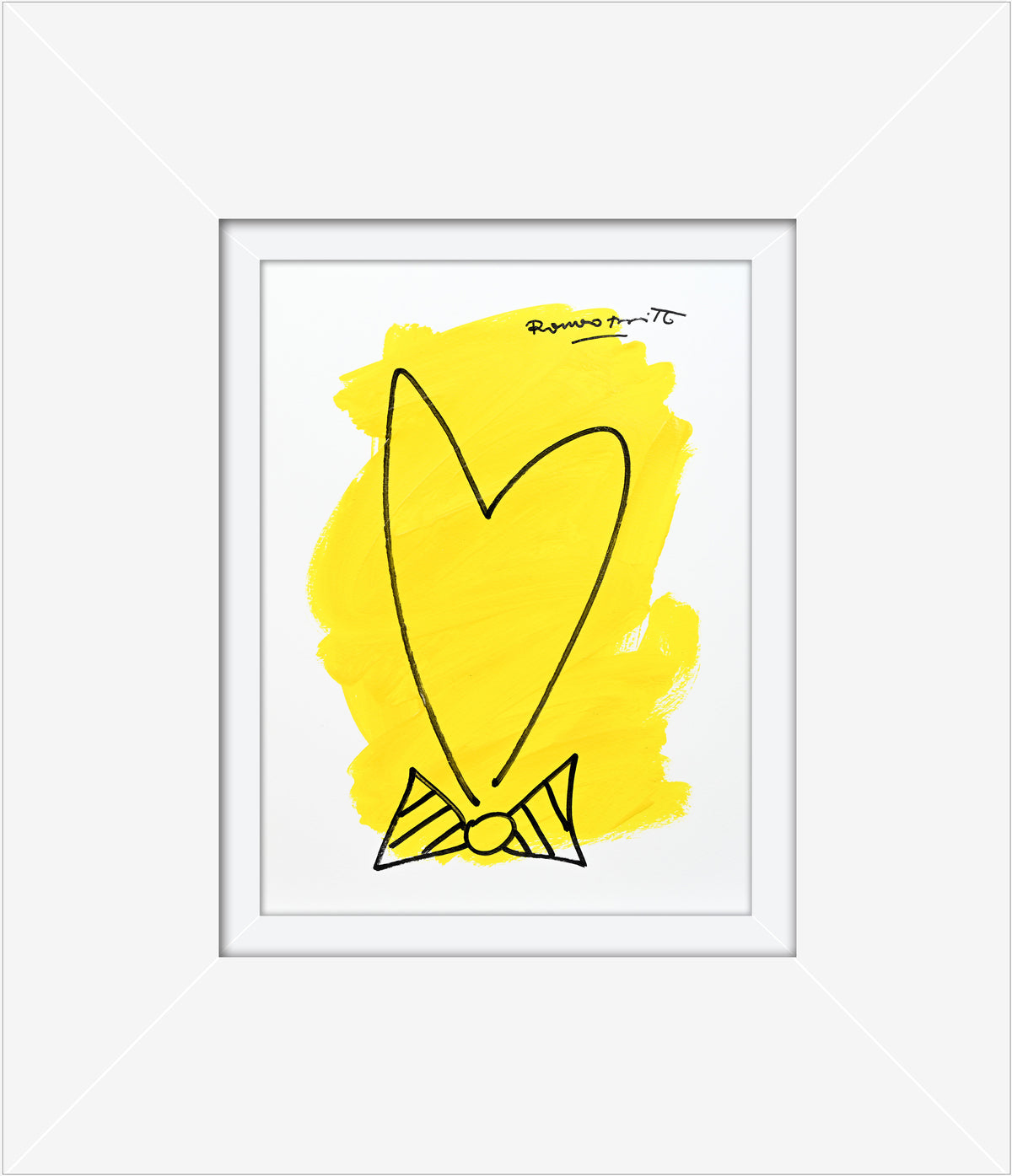 Romero Britto two color collection original drawing  contemporary pop art piece