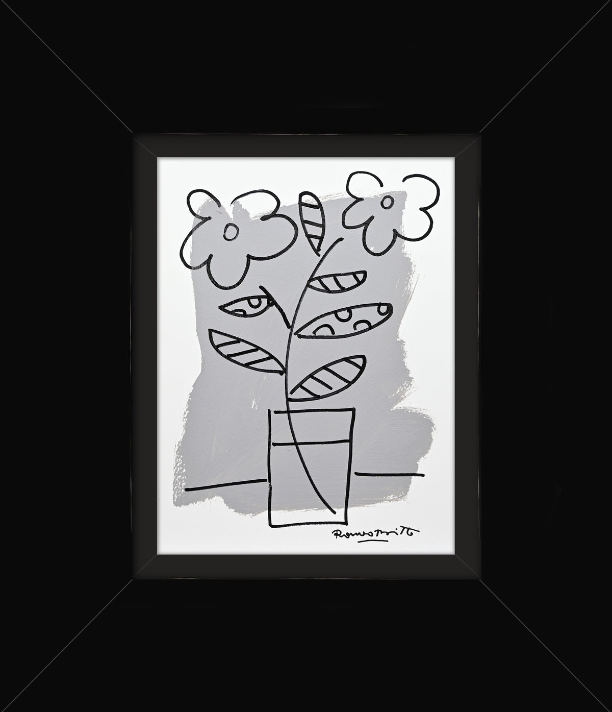 Romero Britto two color collection original drawing  contemporary pop art piece
