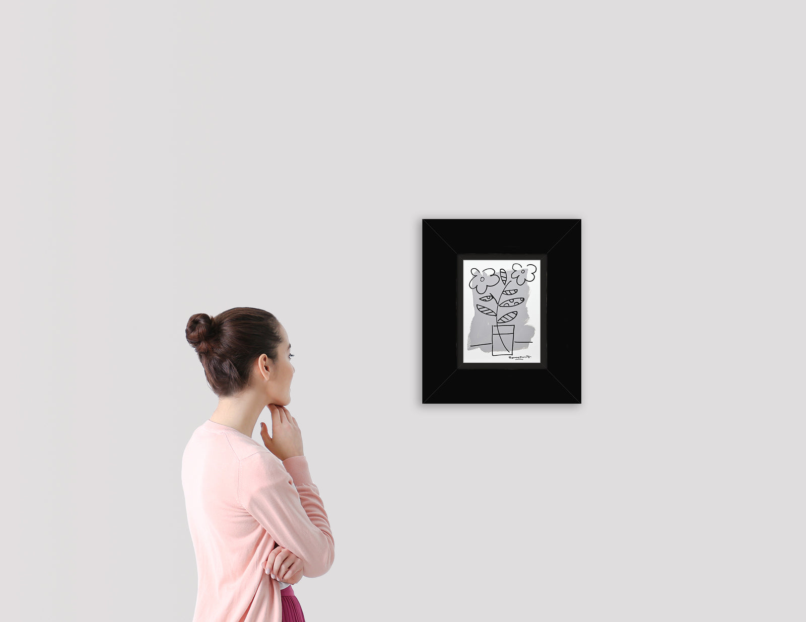 modern pop art two color collection original drawing  vibrant home decor