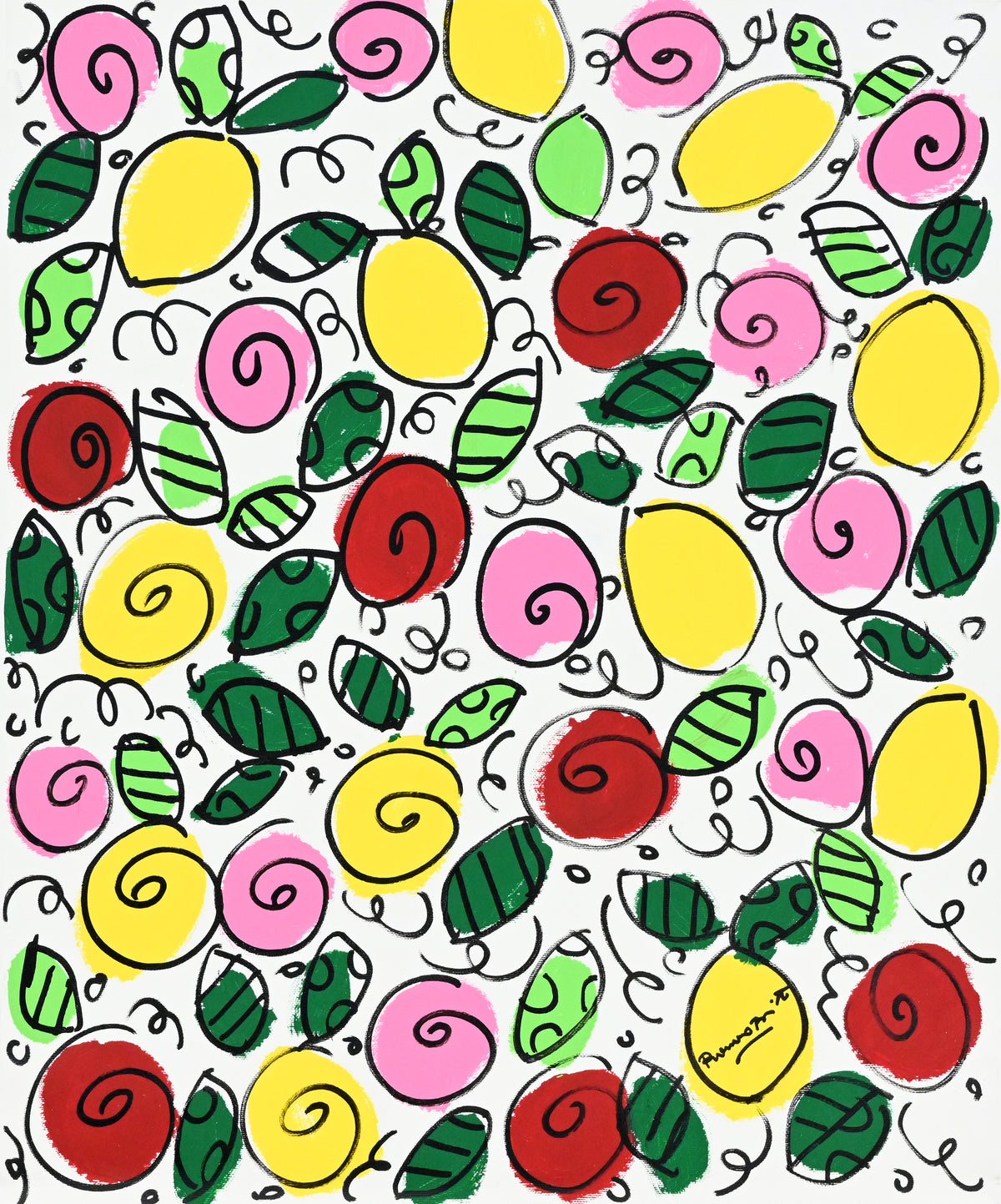 Romero Britto the sicily collection flowers lemons  colorful pop art design