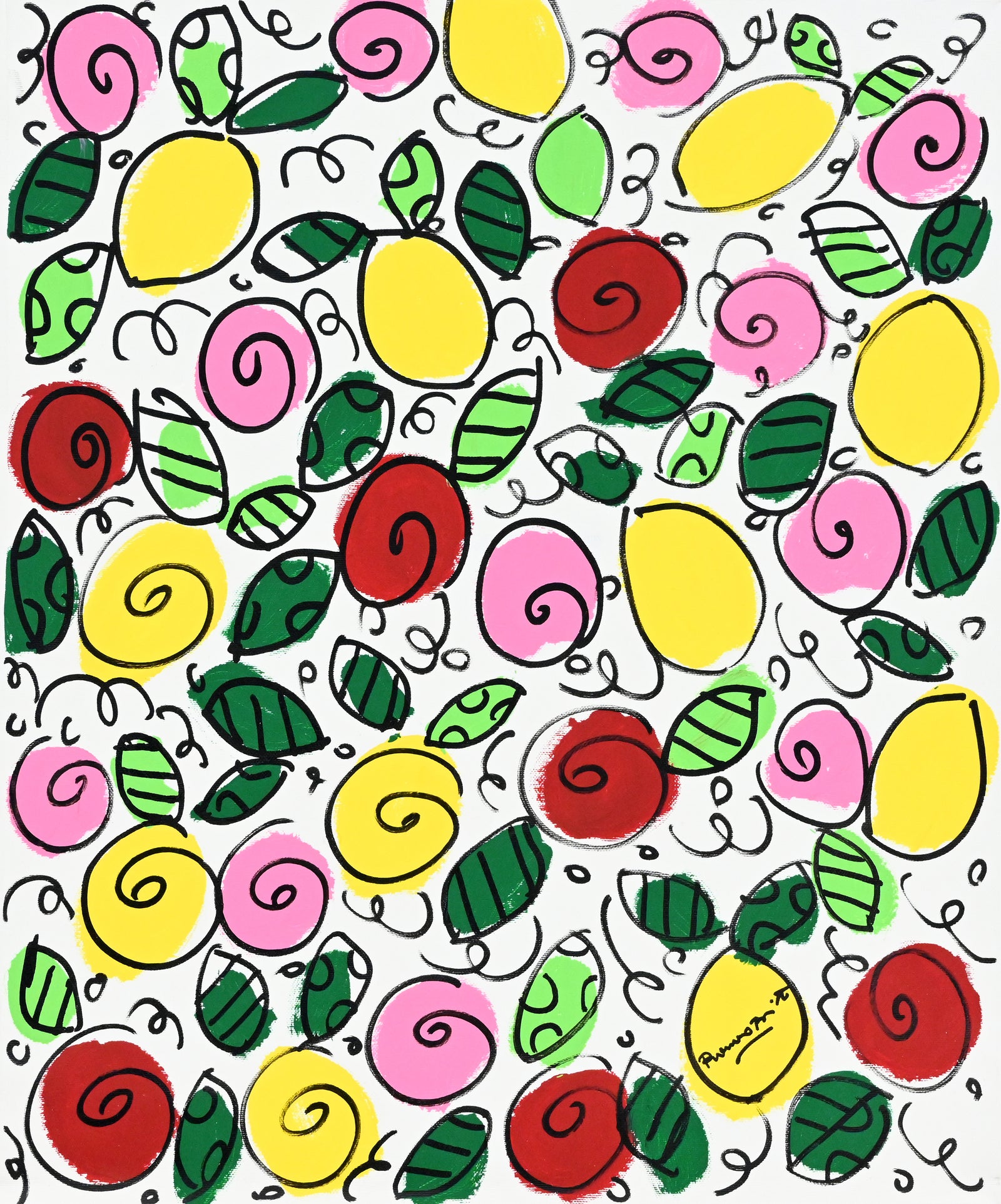 Romero Britto the sicily collection flowers lemons  colorful pop art design