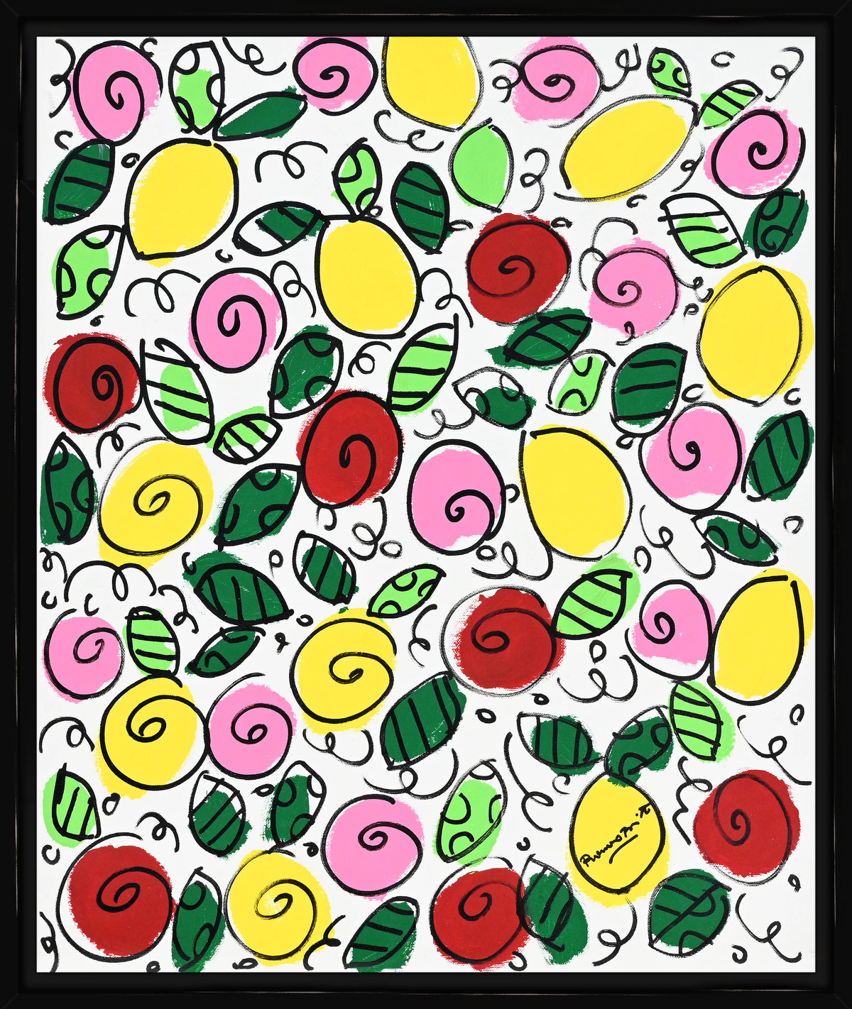Romero Britto the sicily collection flowers lemons  contemporary pop art piece