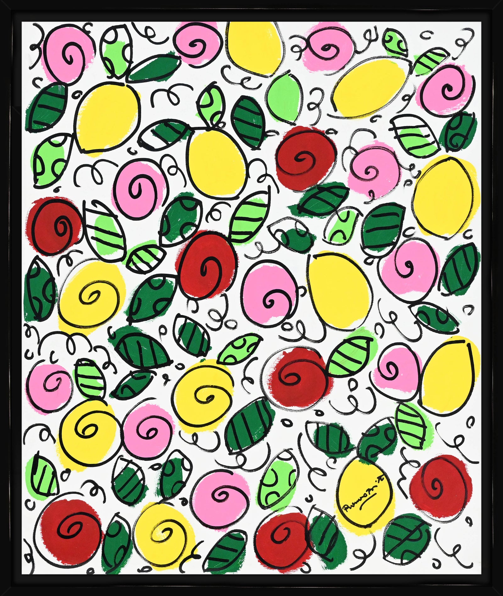 Romero Britto the sicily collection flowers lemons  contemporary pop art piece