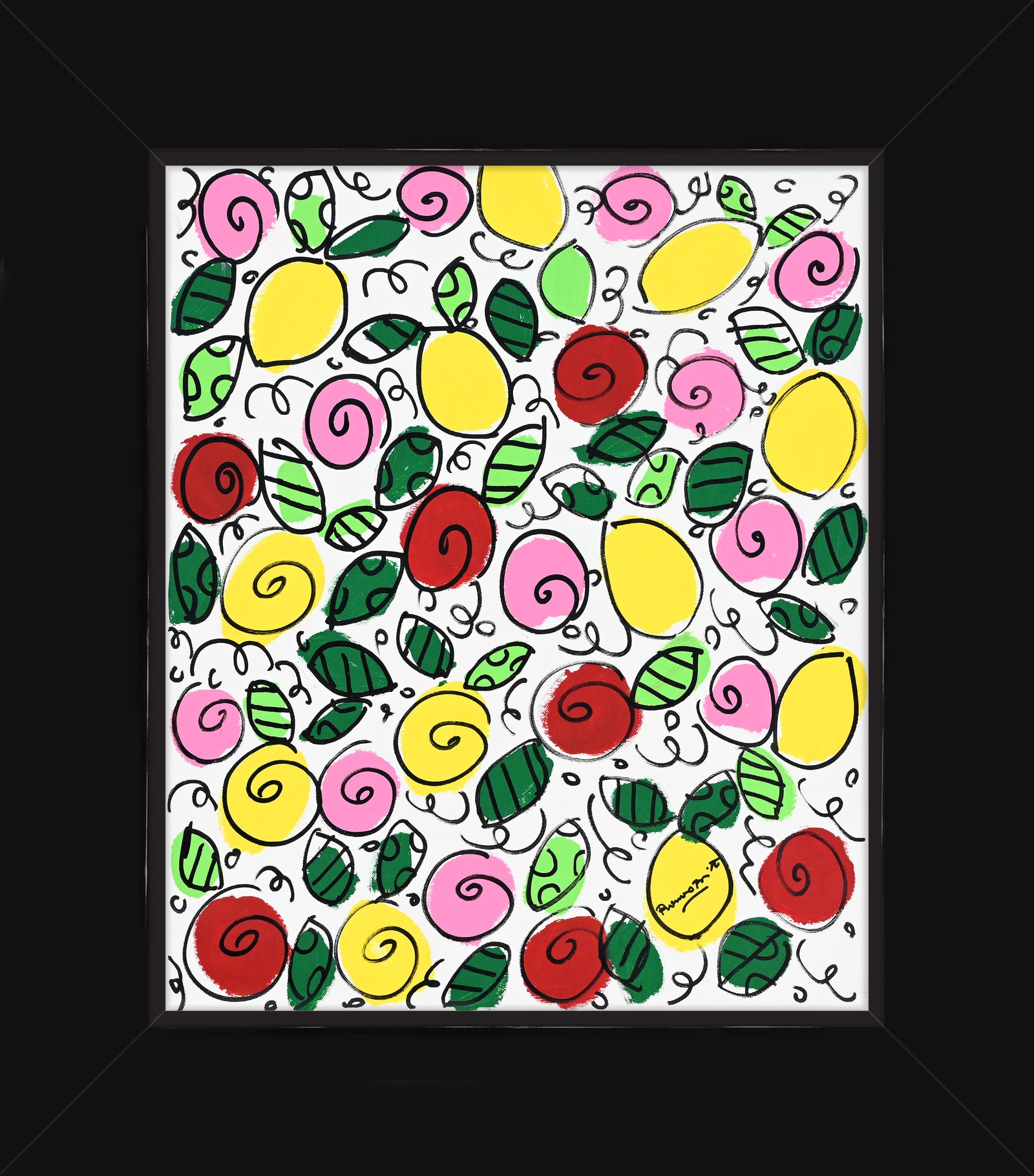 Romero Britto the sicily collection flowers lemons  contemporary pop art piece