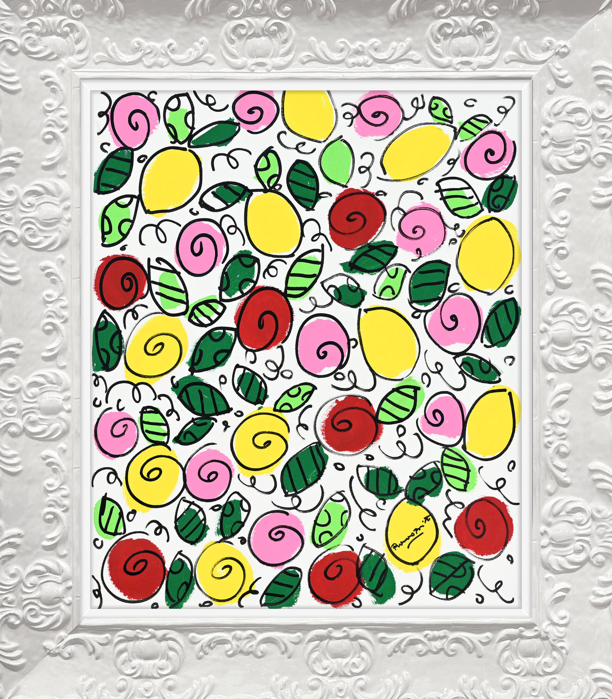 Romero Britto the sicily collection flowers lemons  colorful pop art design