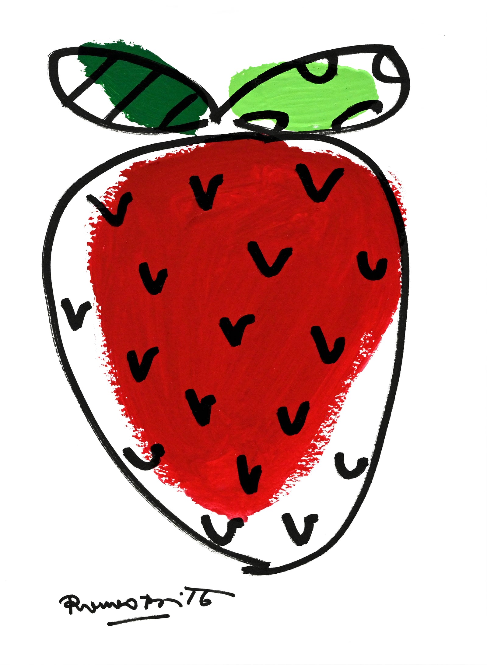 Romero Britto the sicily collection strawberry original  colorful pop art design