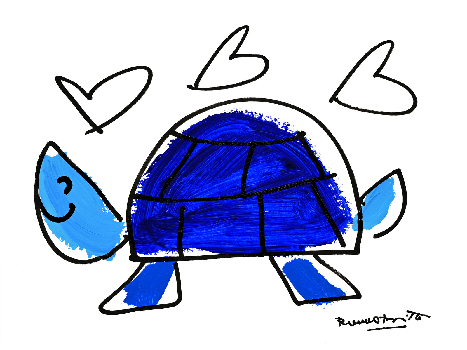 Romero Britto the sicily collection turtle original  colorful pop art design