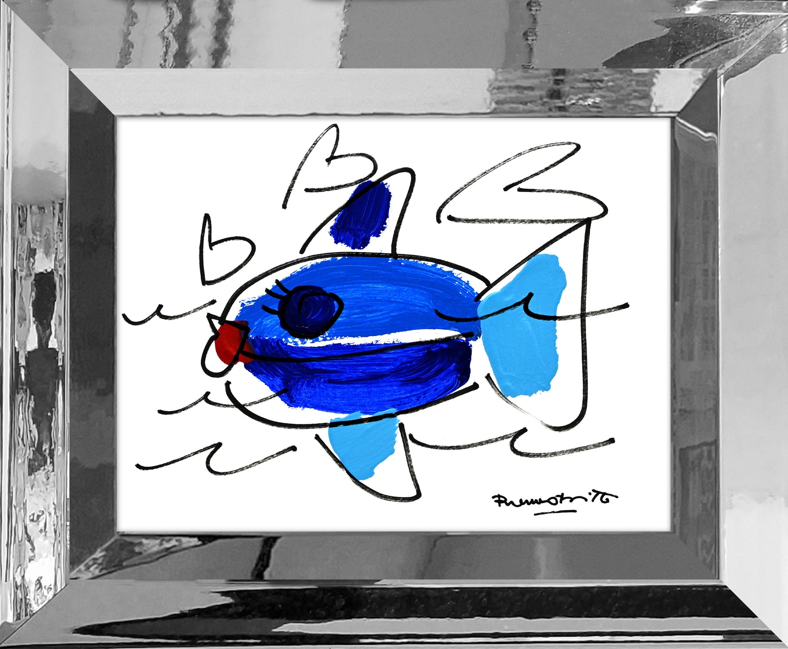 Romero Britto the sicily collection fish original  contemporary pop art piece