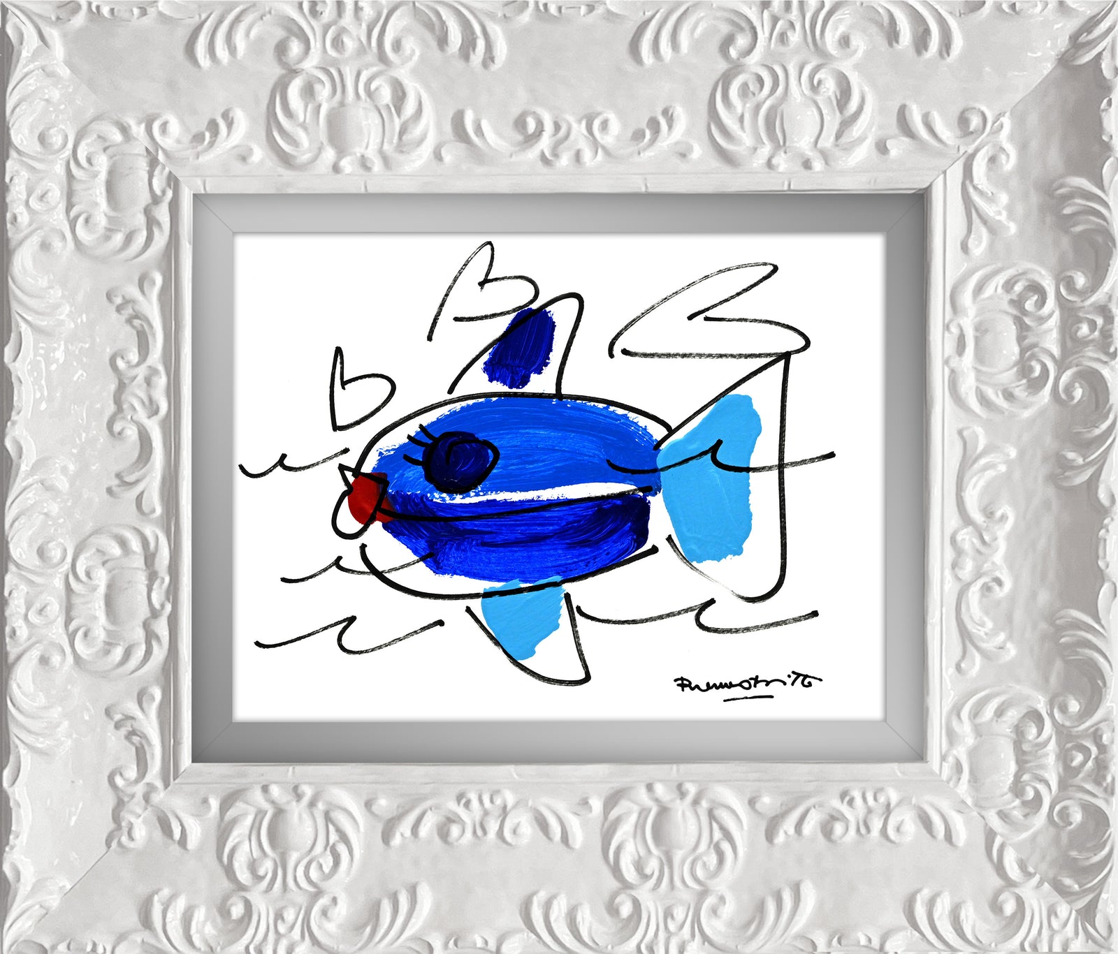 Romero Britto the sicily collection fish original  contemporary pop art piece