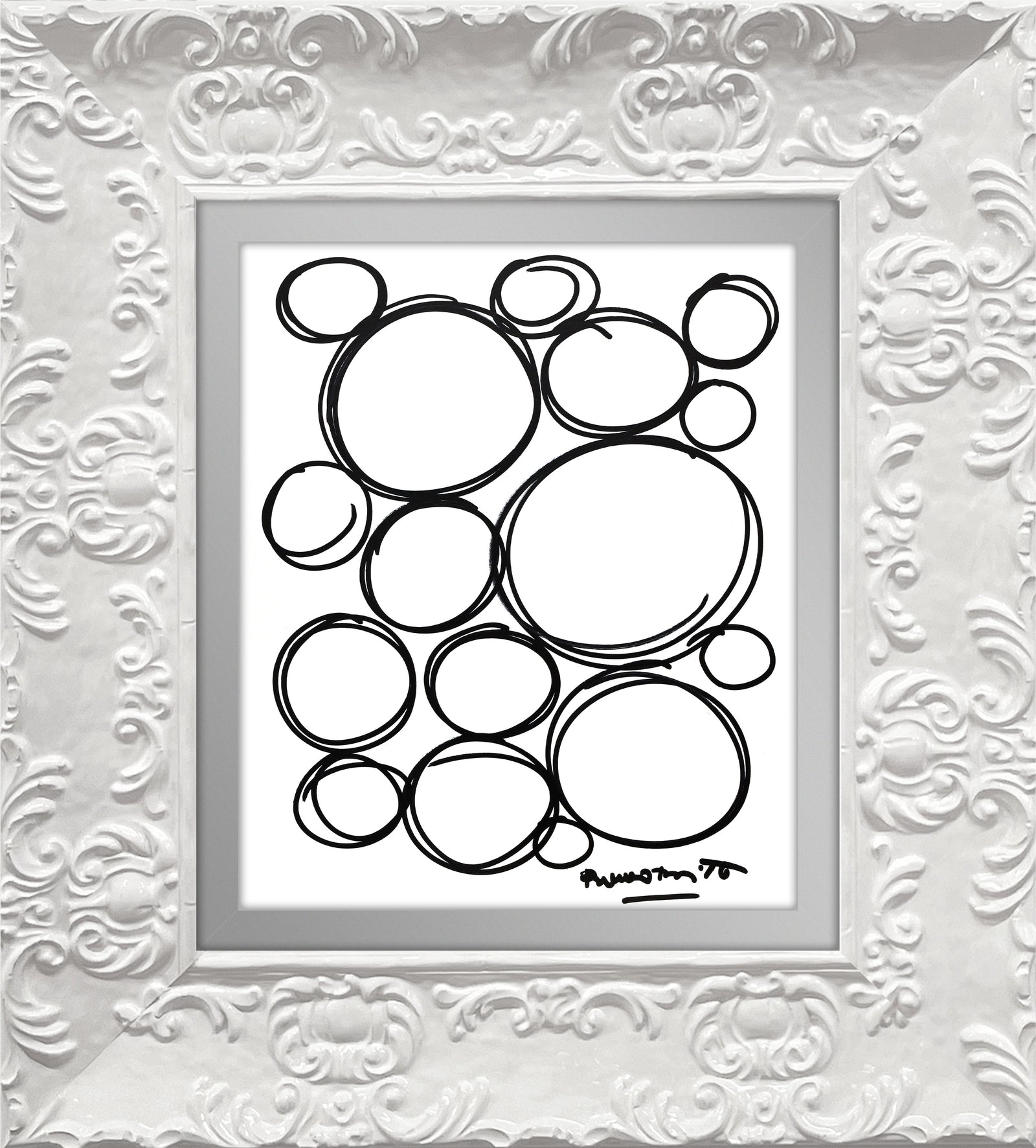 modern pop art spheres original drawing  vibrant home decor