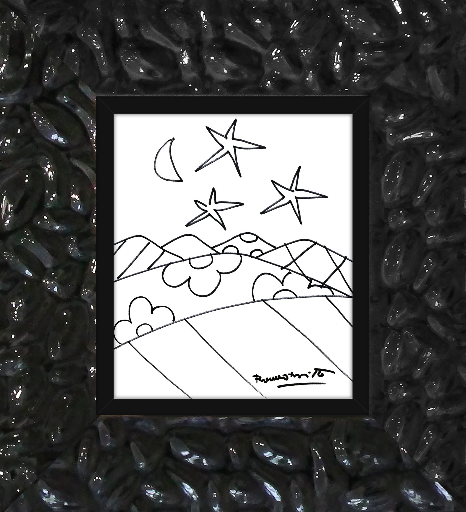 modern pop art desert original drawing  vibrant home decor
