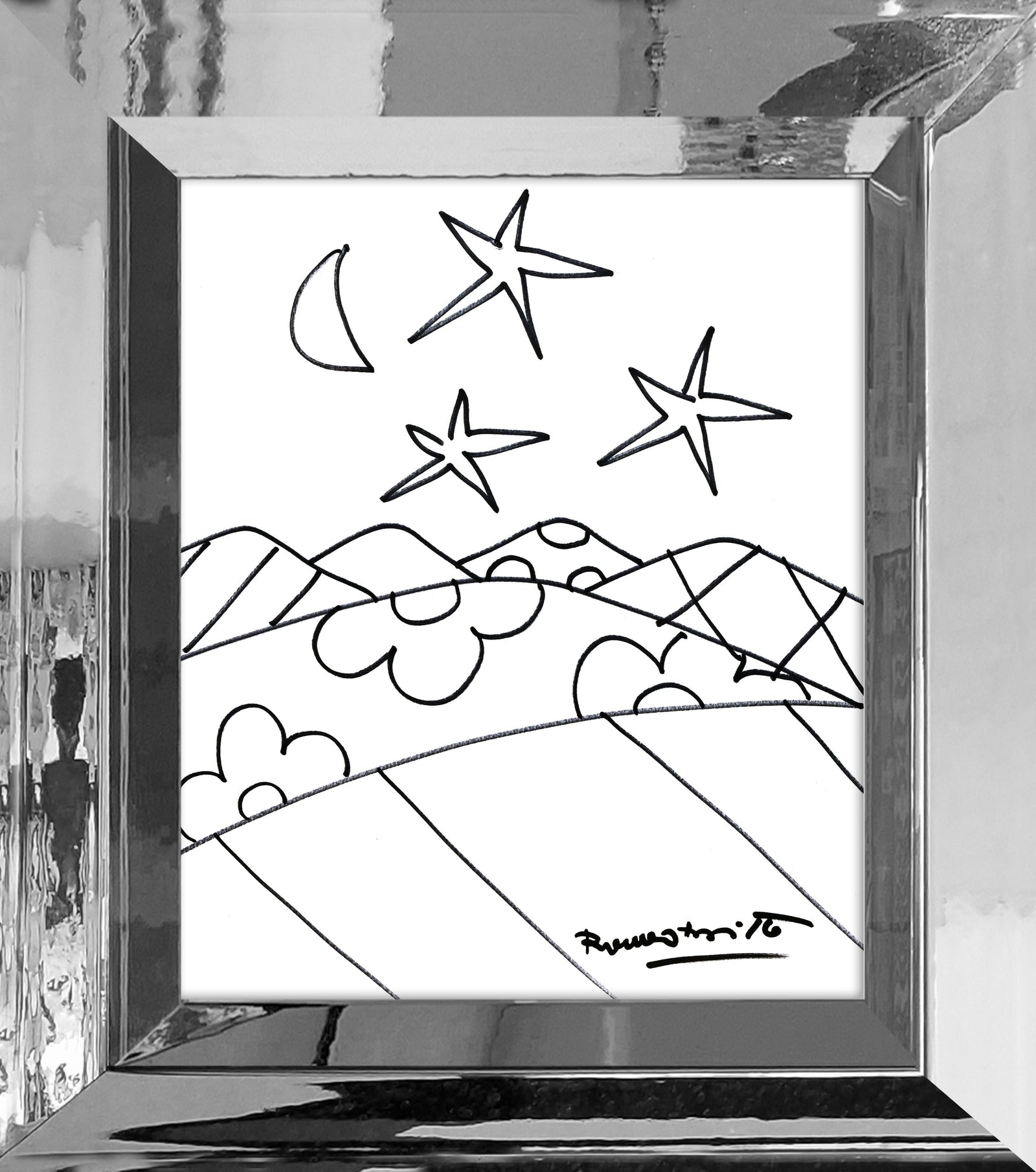 desert original drawing  artistic colorful design collectible