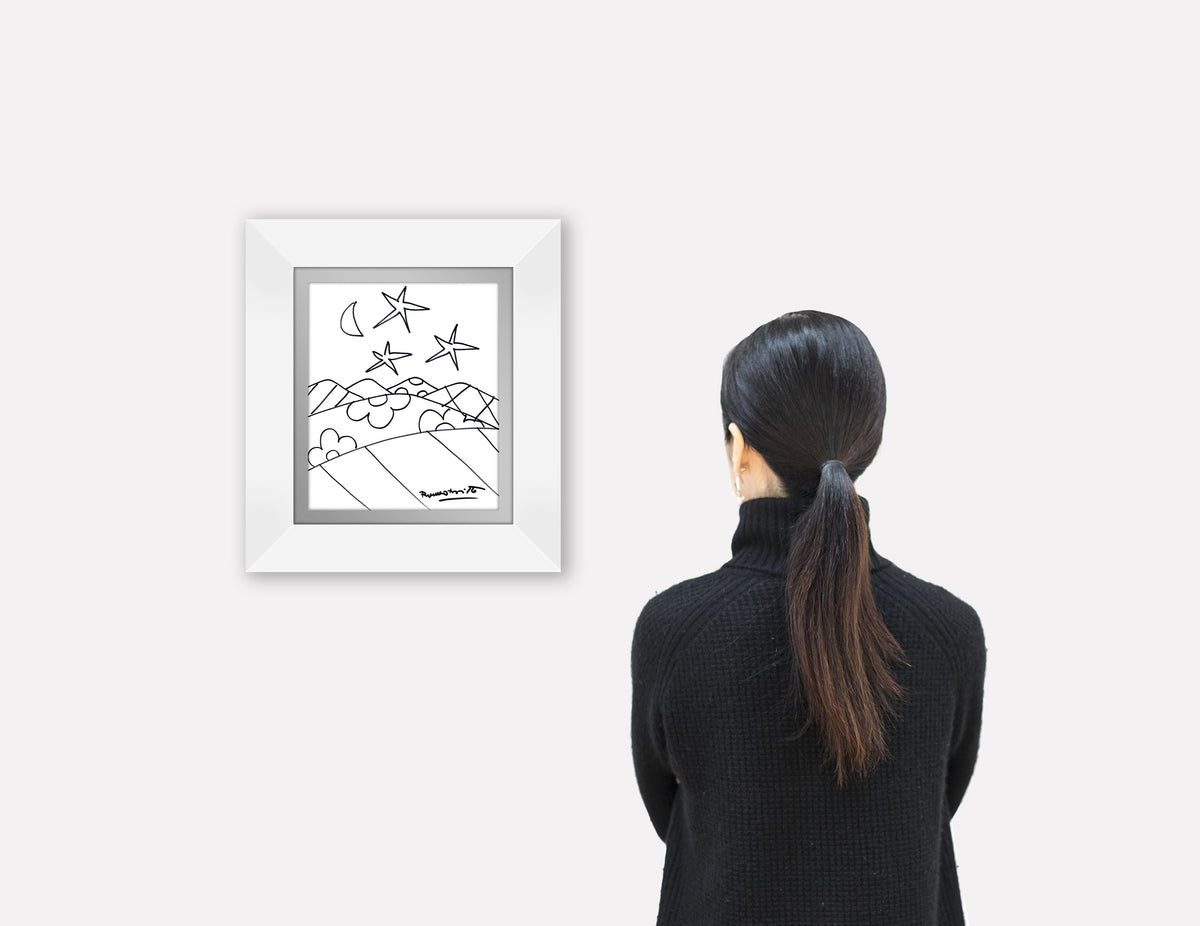 modern pop art desert original drawing  vibrant home decor