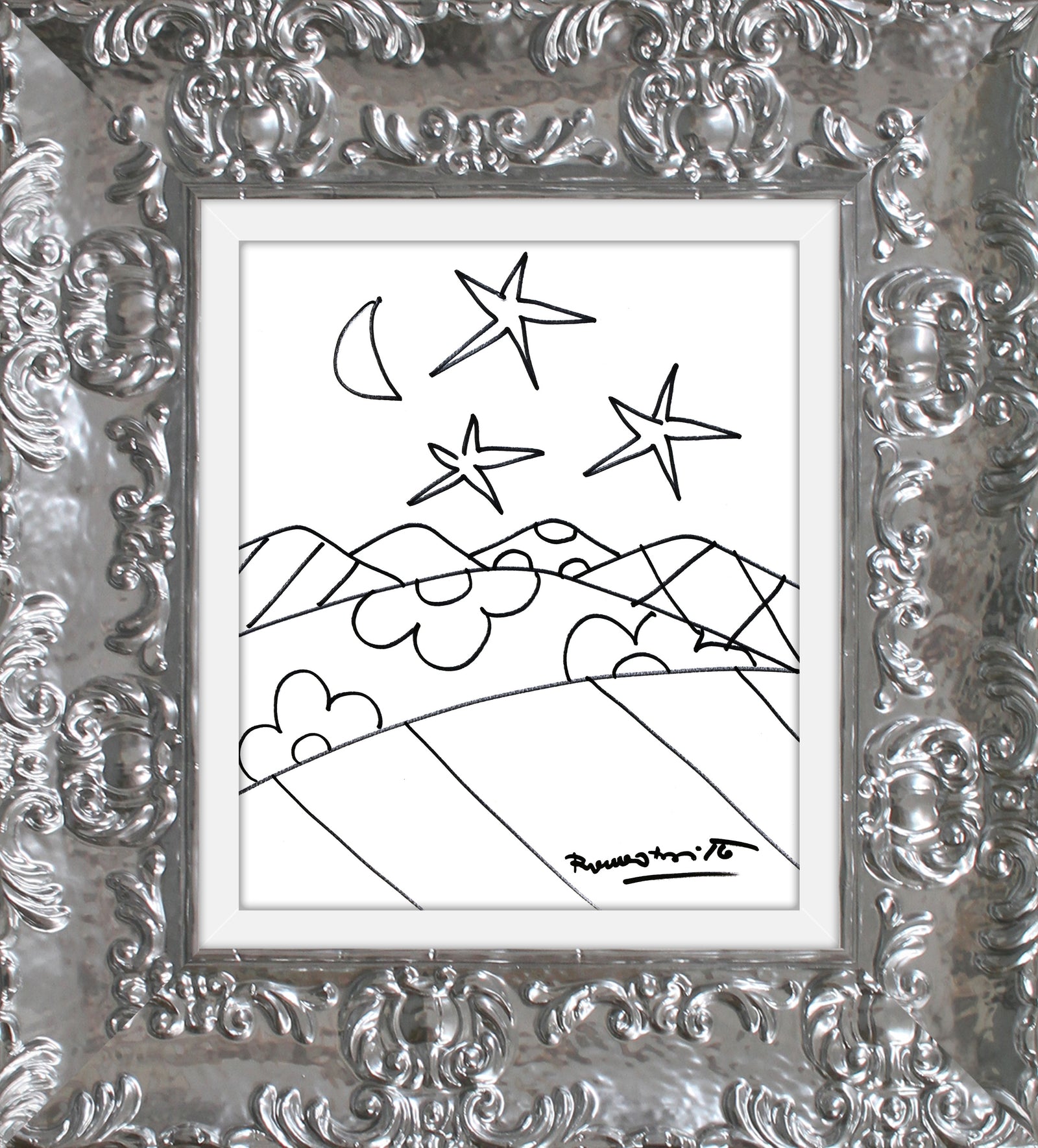 Romero Britto desert original drawing  colorful pop art design