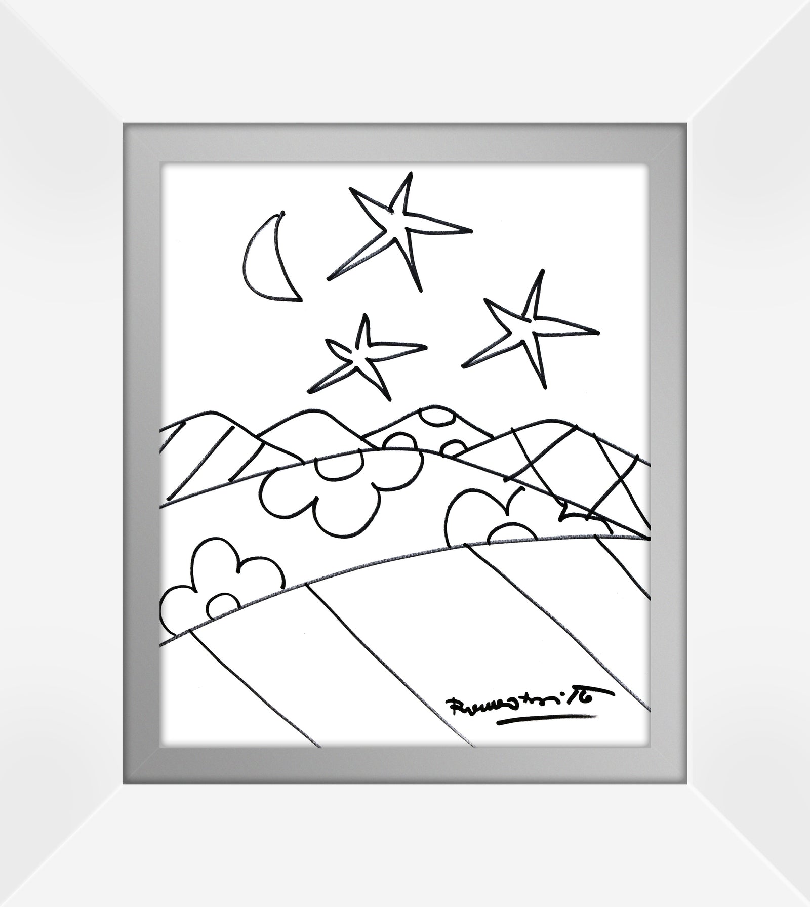 Romero Britto desert original drawing  colorful pop art design