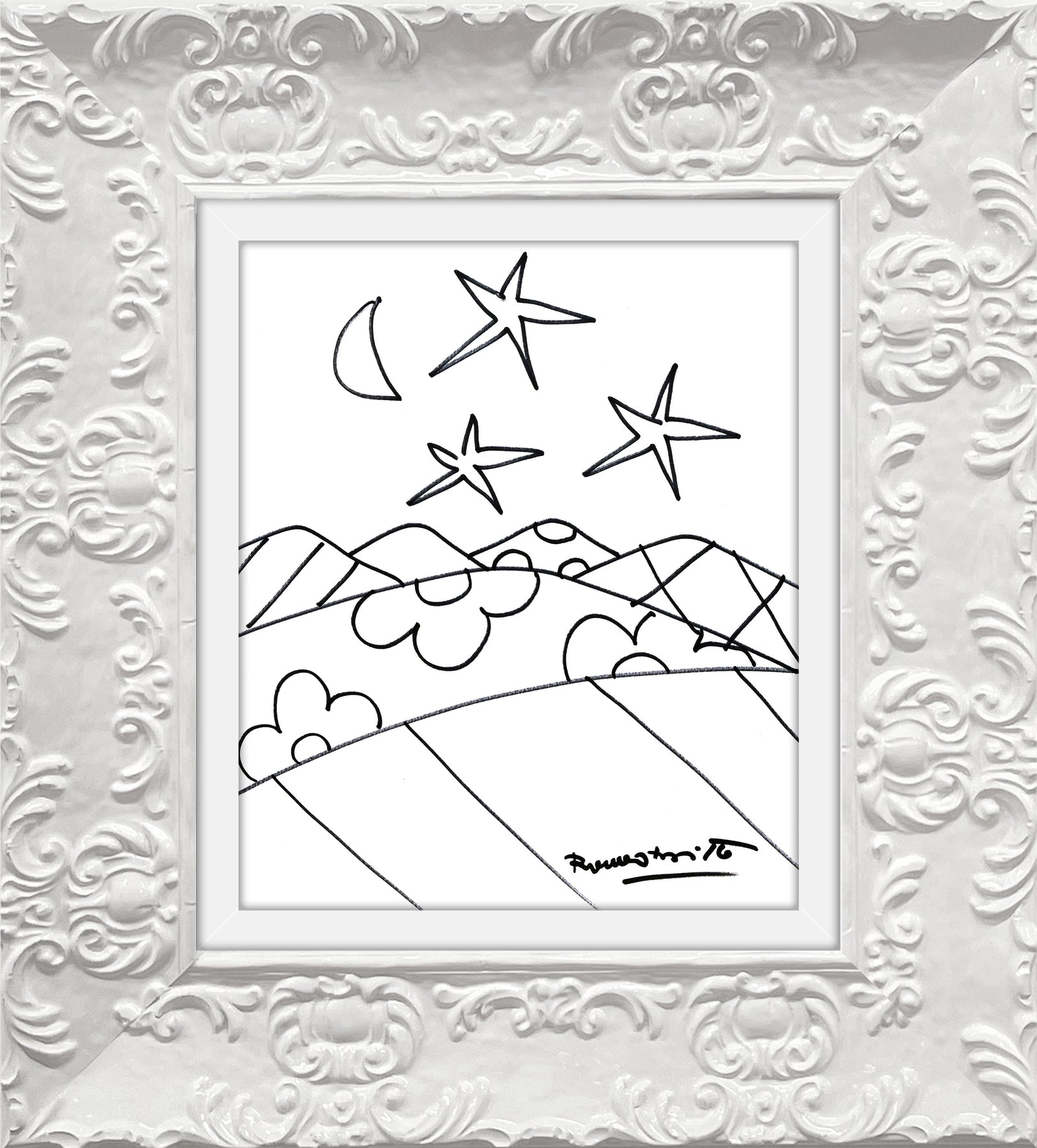 Romero Britto desert original drawing  colorful pop art design