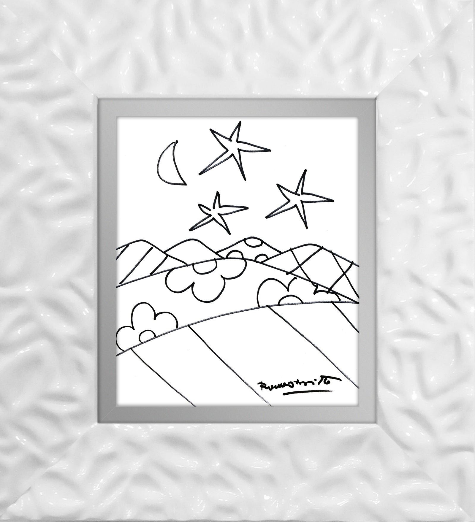 desert original drawing  colorful decorative collectible gift idea
