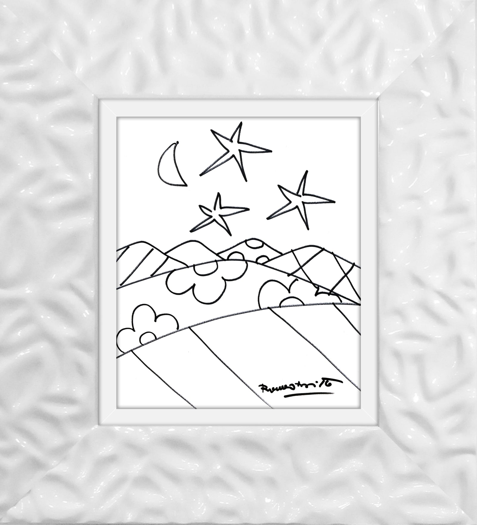 modern pop art desert original drawing  vibrant home decor